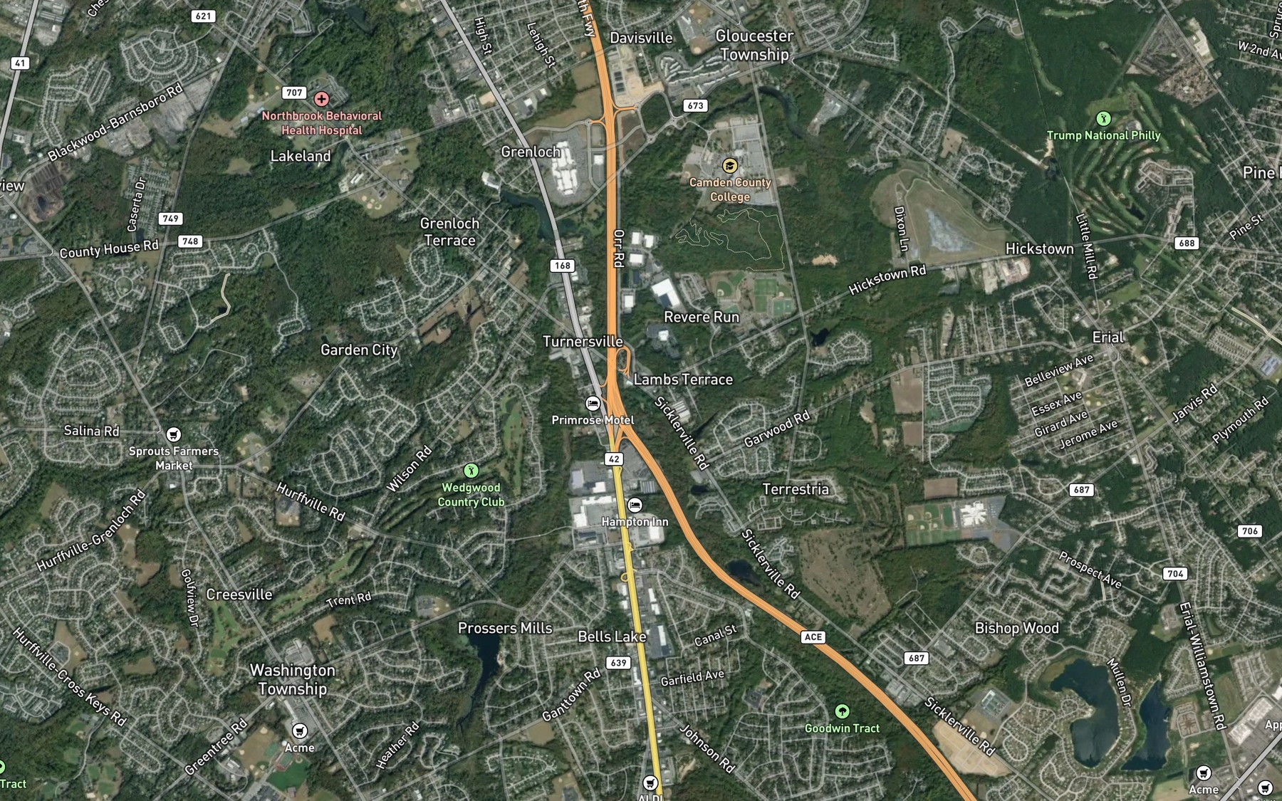 Satellite map of the Nashs Lake