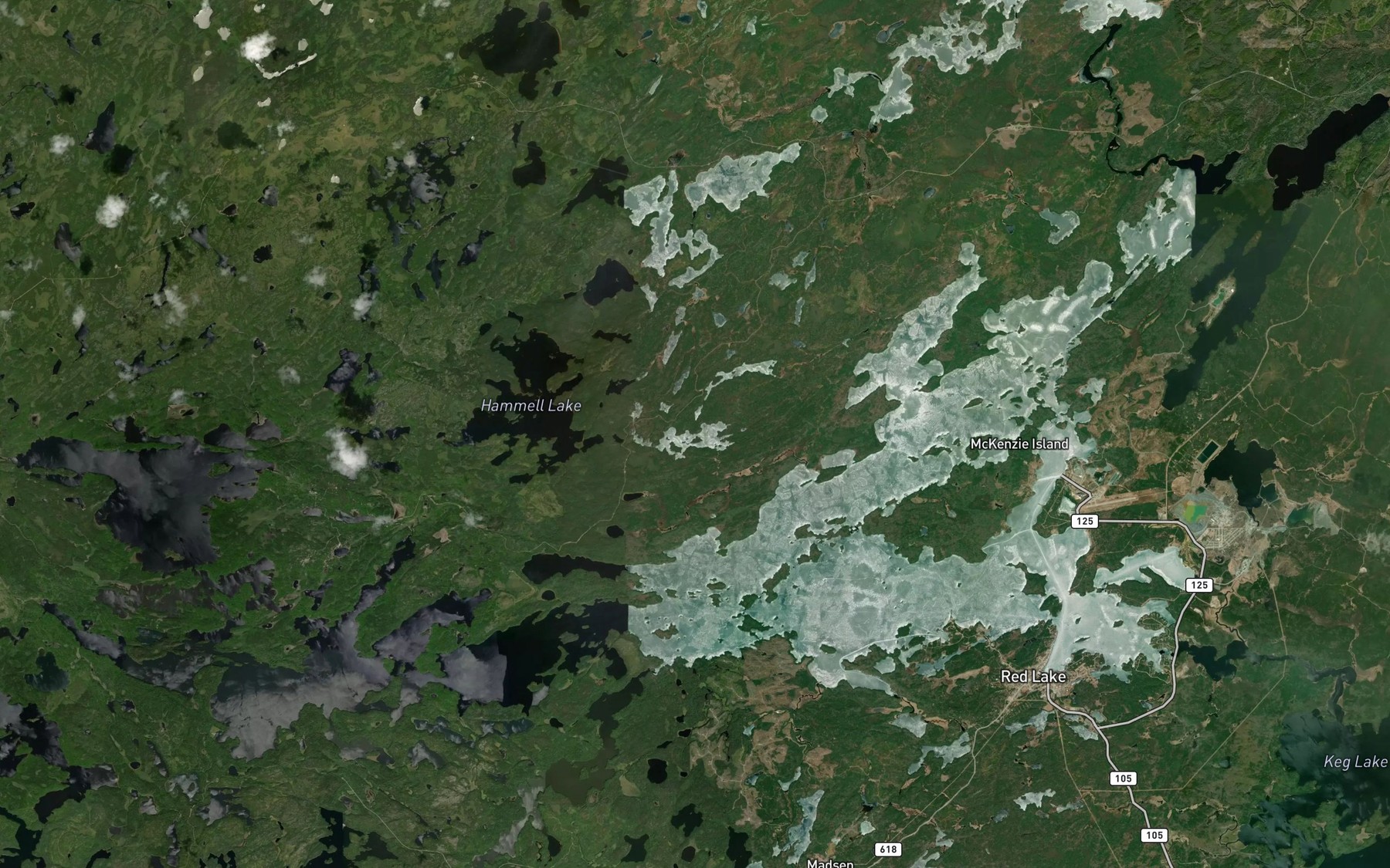 Satellite map of the Pipestone Bay