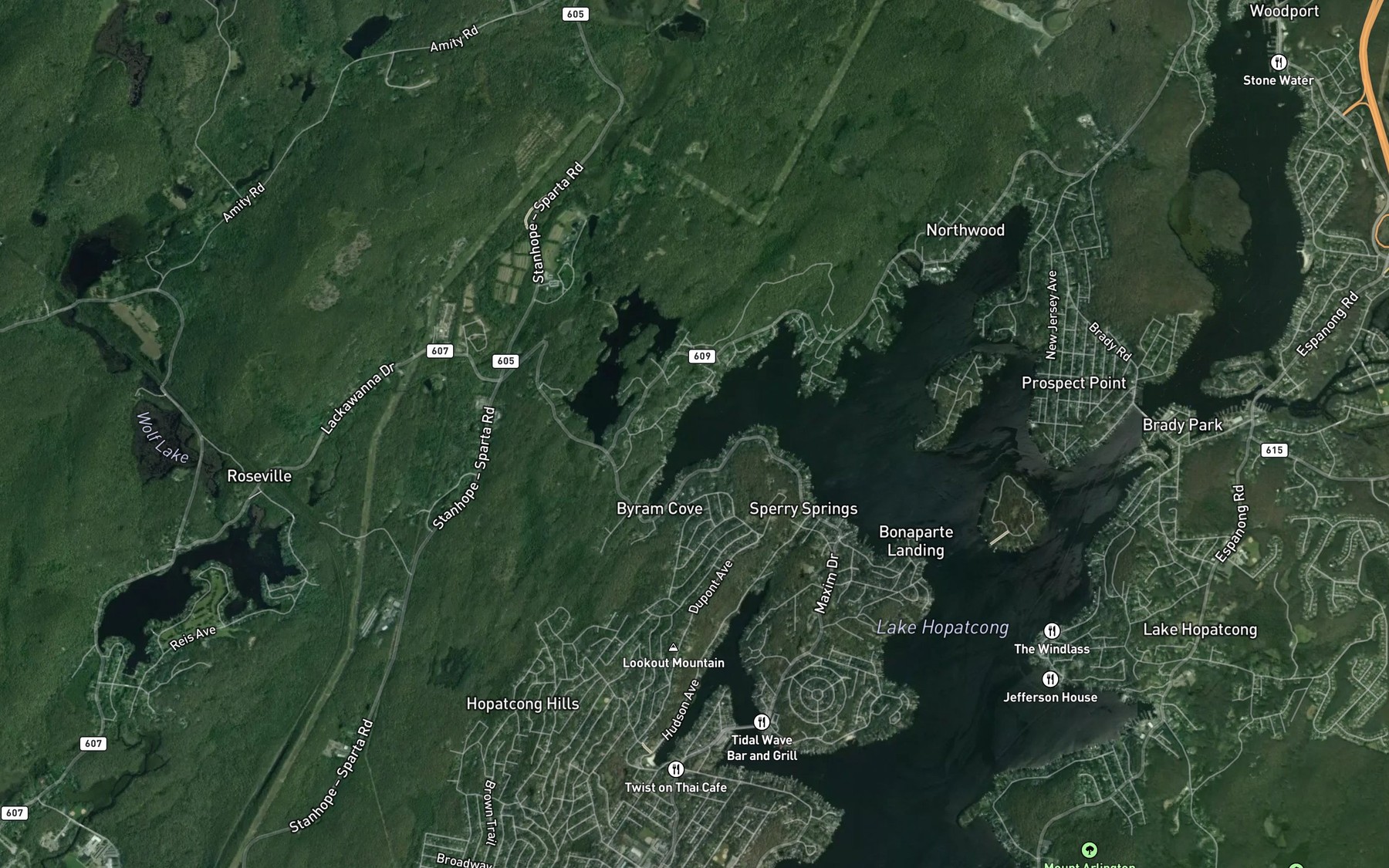 Satellite map of the Byram Cove