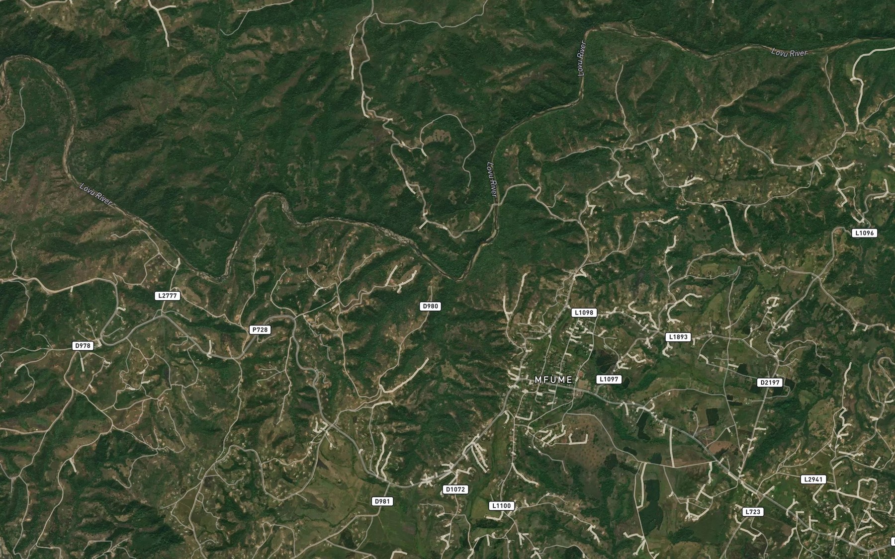 Satellite map of the Hluhluwe