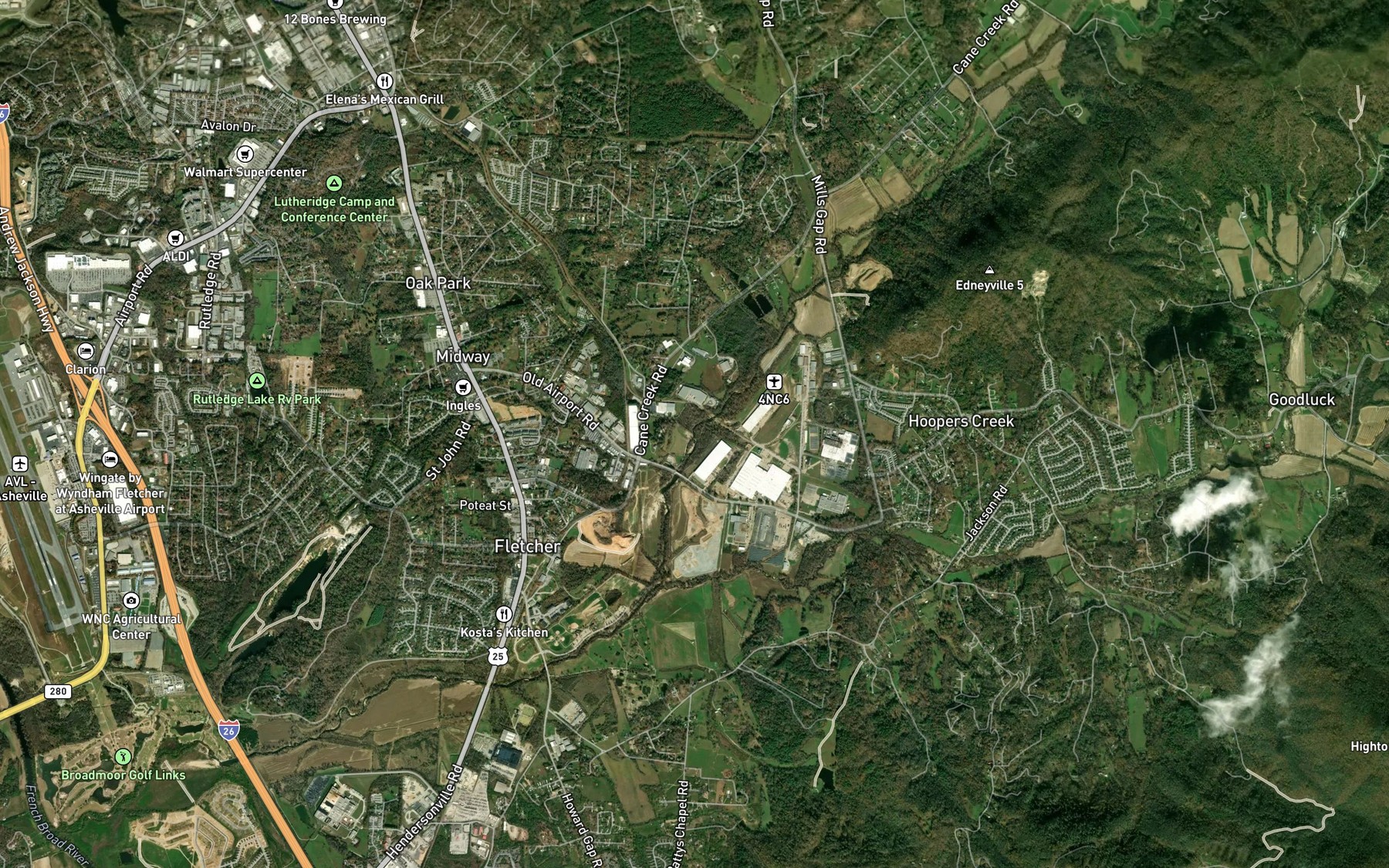 Satellite map of the Pinner Creek