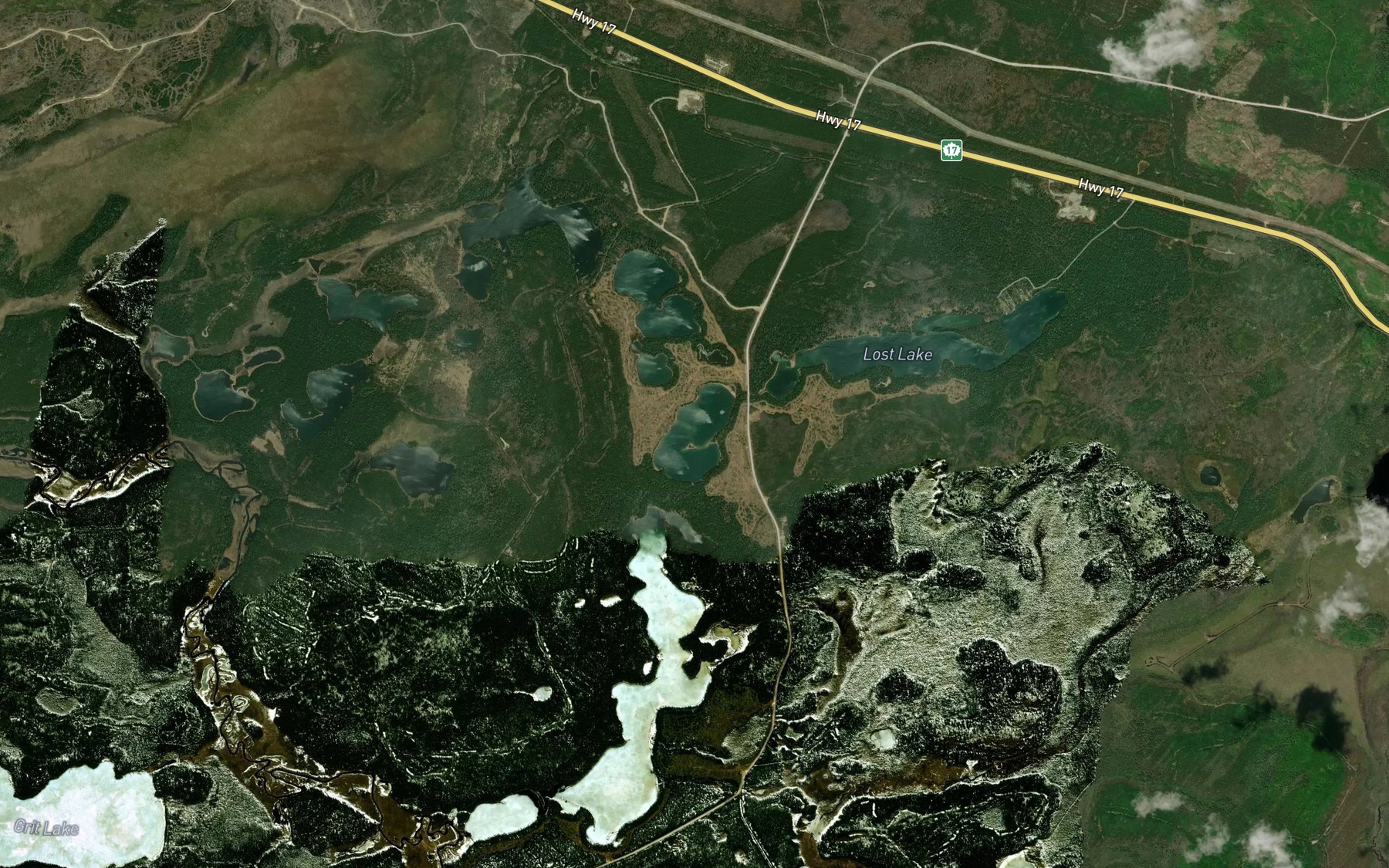 Satellite map of the Emerald Lake