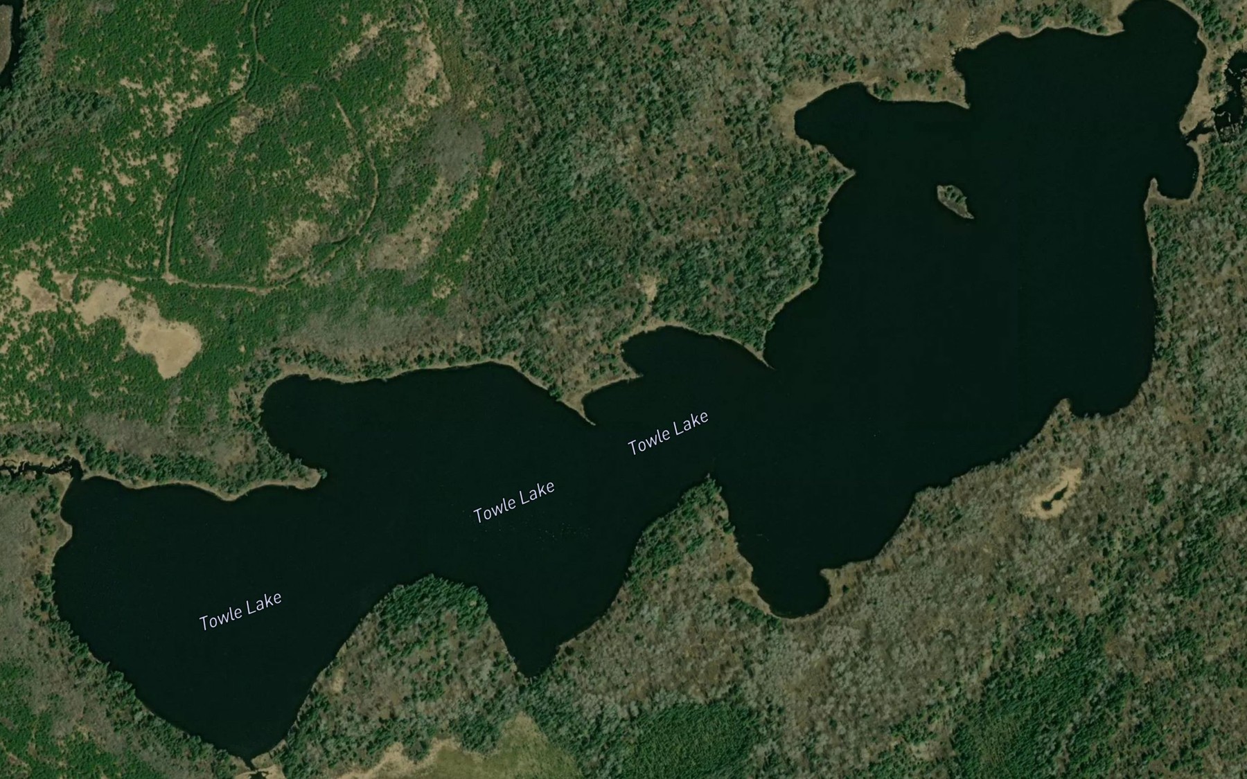 Satellite map of the Towle Lake
