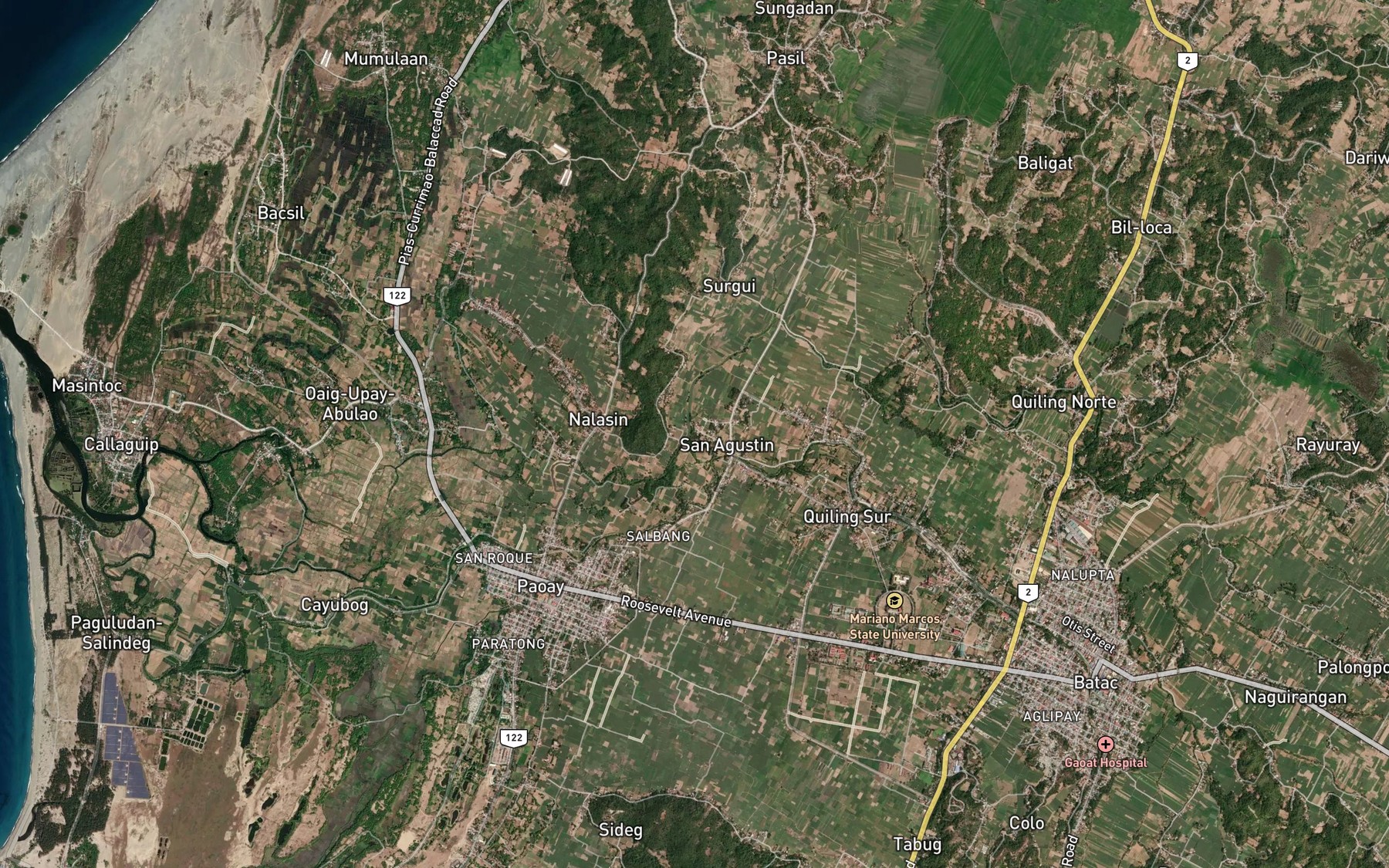 Satellite map of the Dalipaon Creek