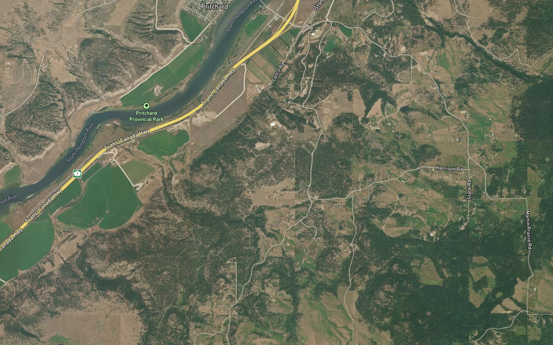 Satellite map of the Harrison Creek