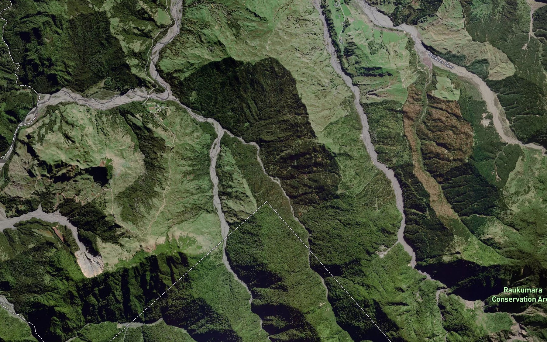 Satellite map of the Mangaotane Stream