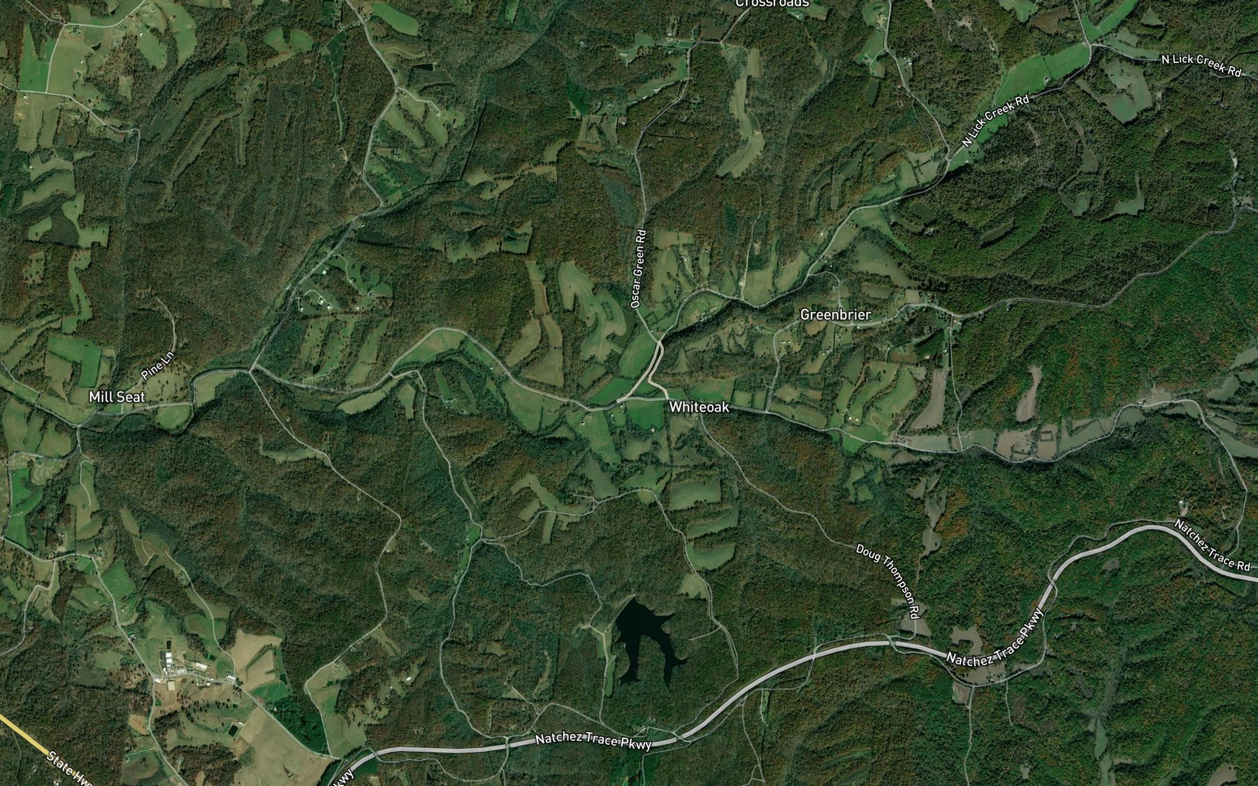 Satellite map of the South Fork Lick Creek