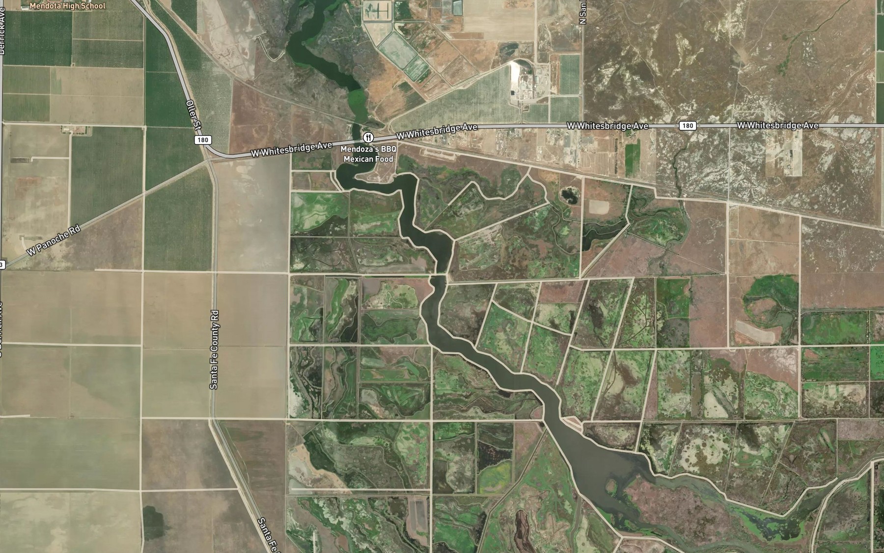 Satellite map of the Fresno Slough