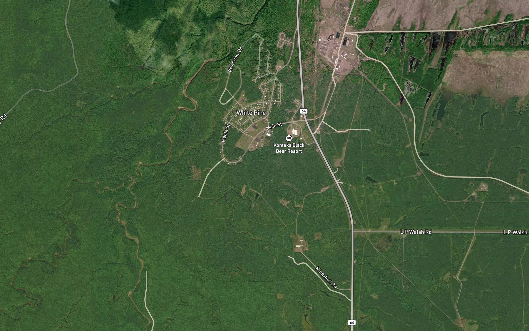 Satellite map of the Paystreak Creek