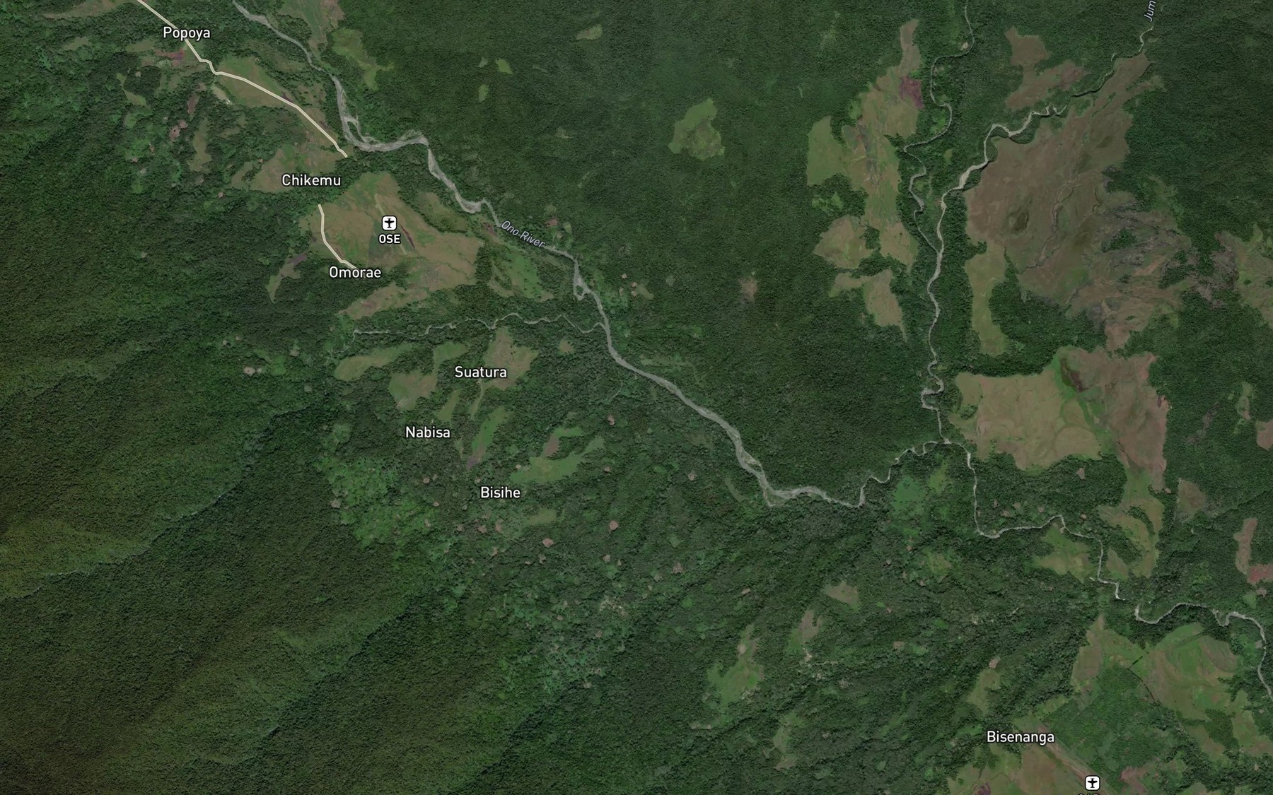 Satellite map of the Nabe Creek