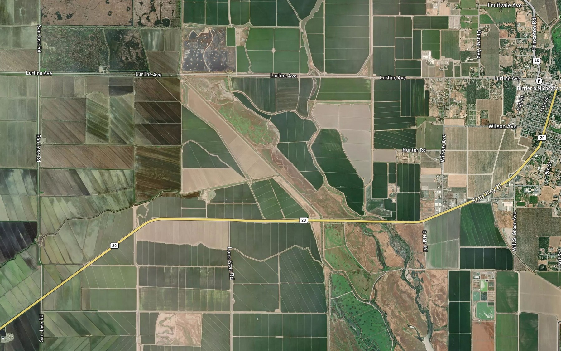 Satellite map of the Freshwater Creek