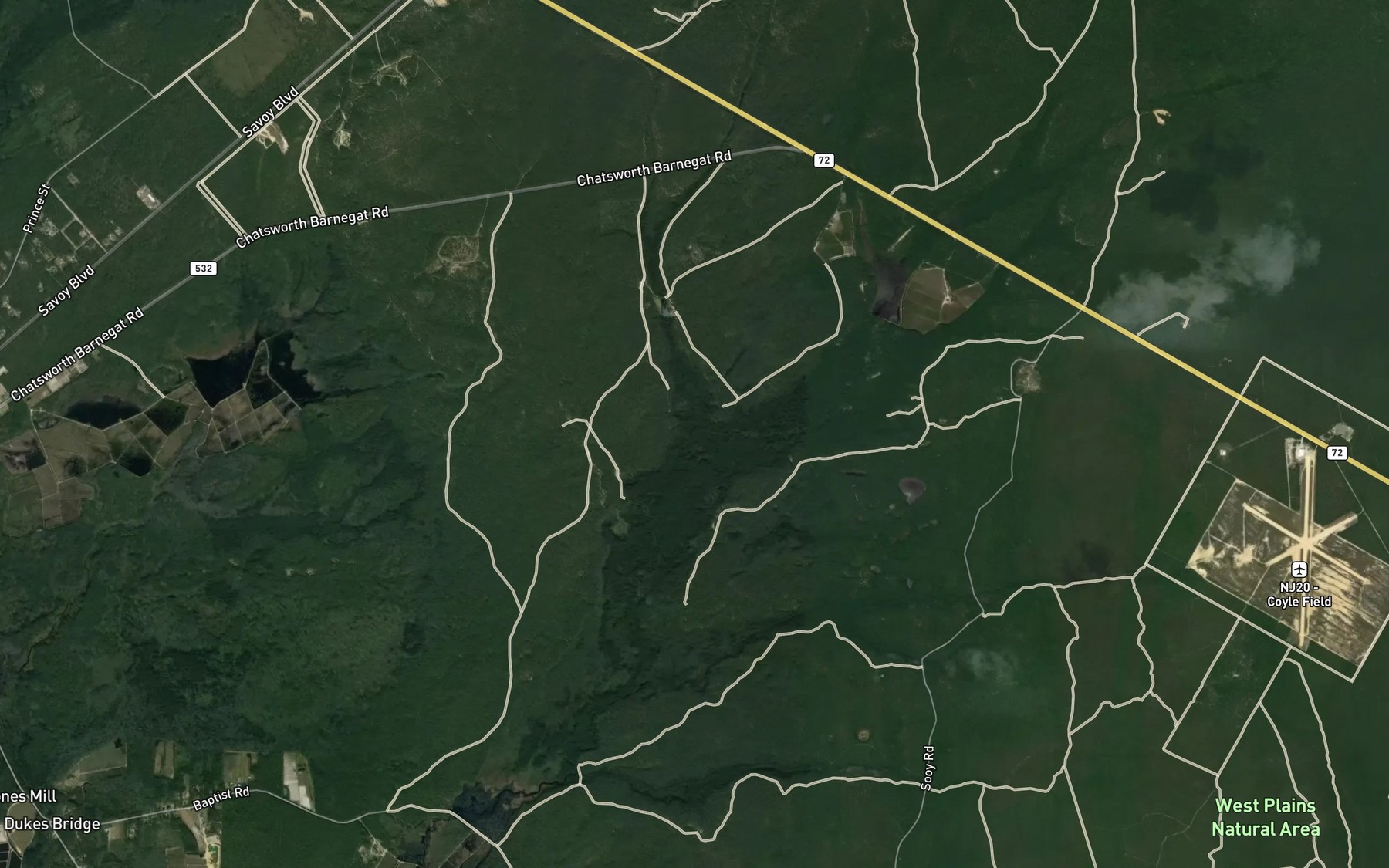 Satellite map of the Biddle Branch