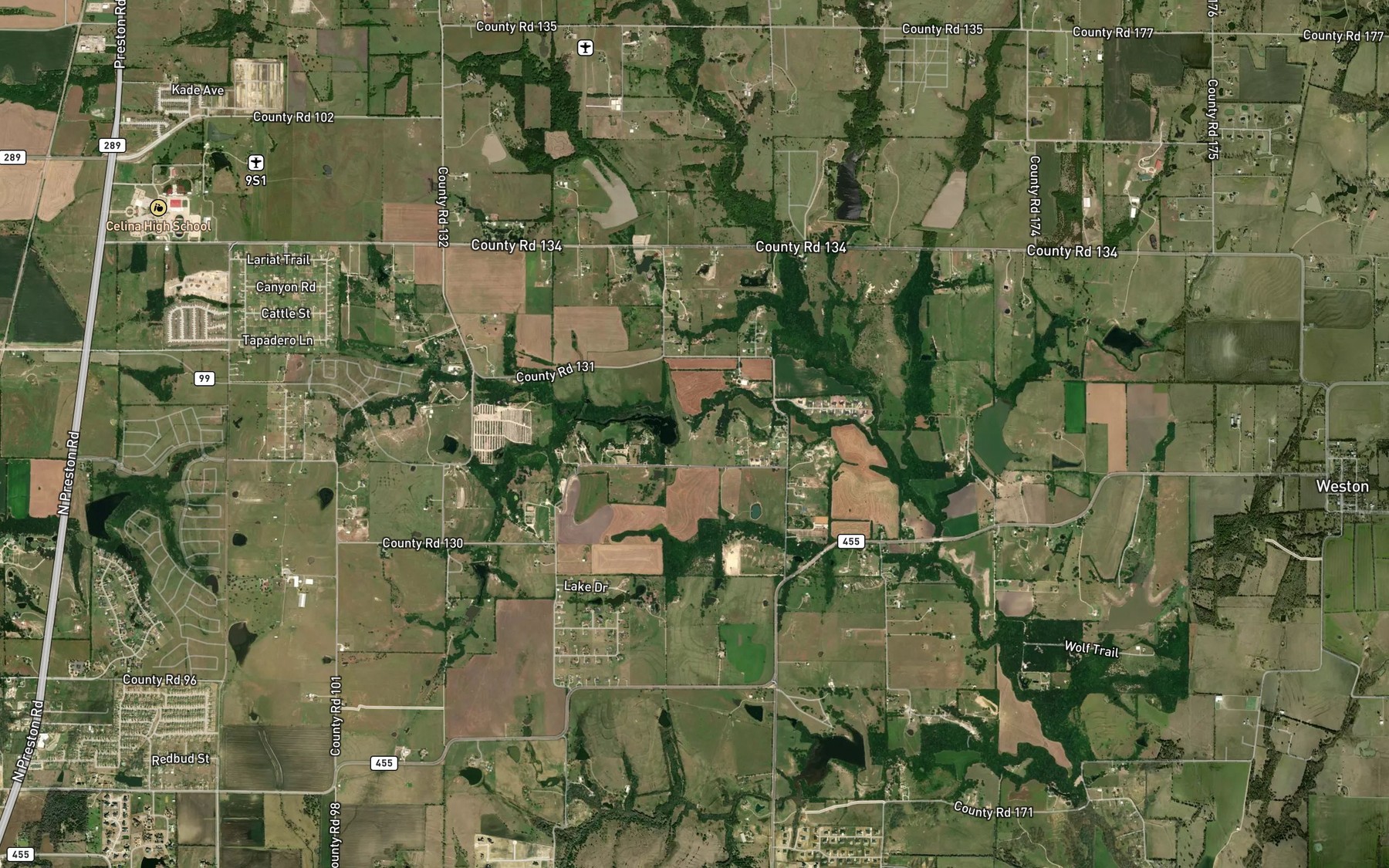 Satellite map of the Soil Conservation Service Site 8b1 Reservoir