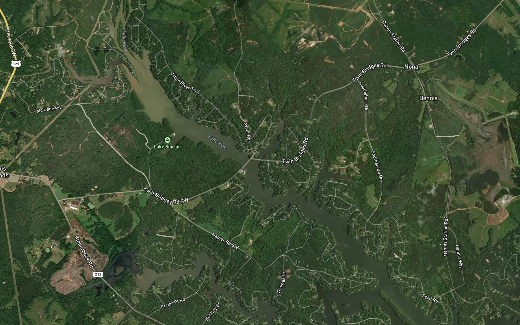 Satellite map of the Bear Creek