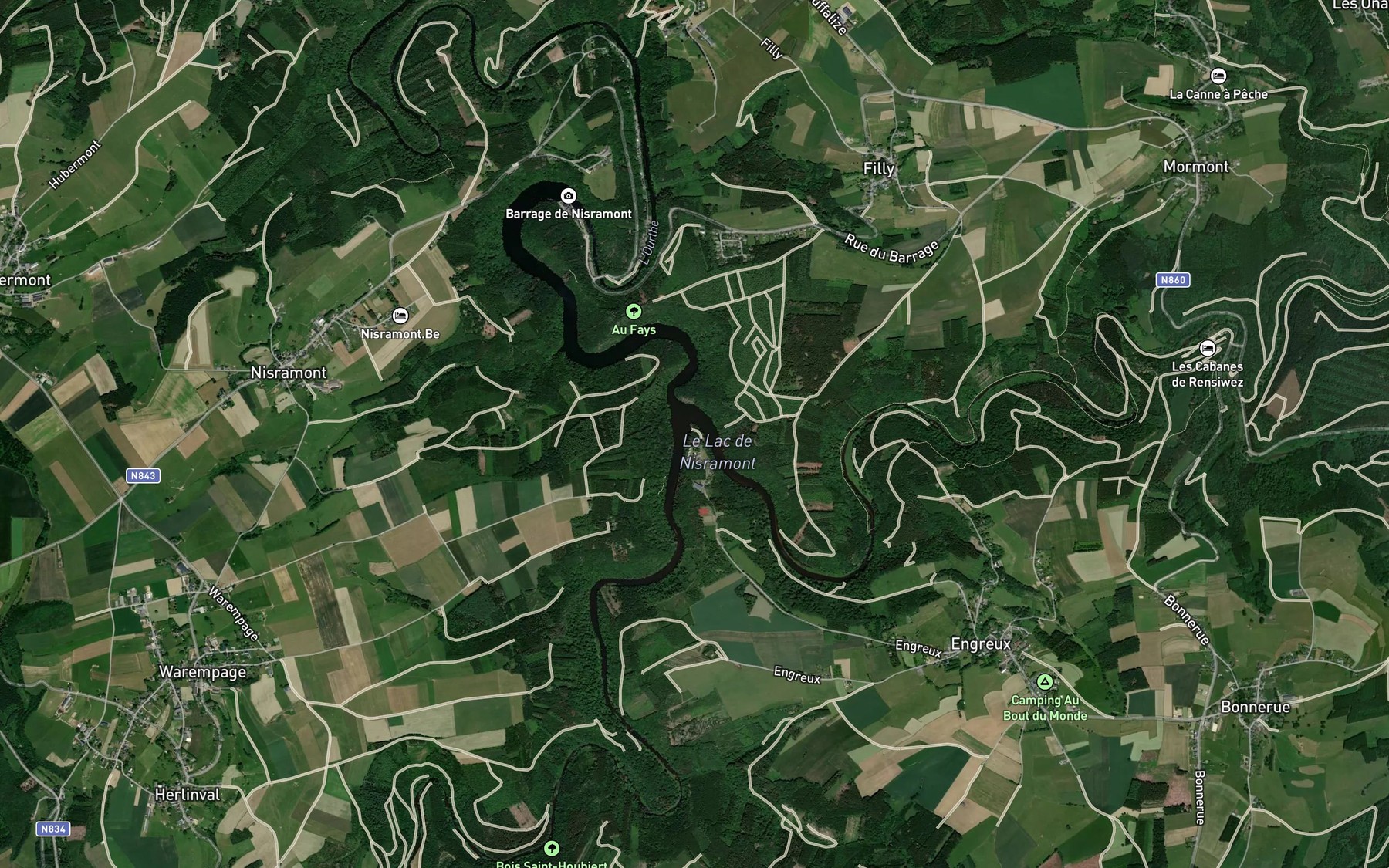 Satellite map of the Confluent des 2 Ourthes