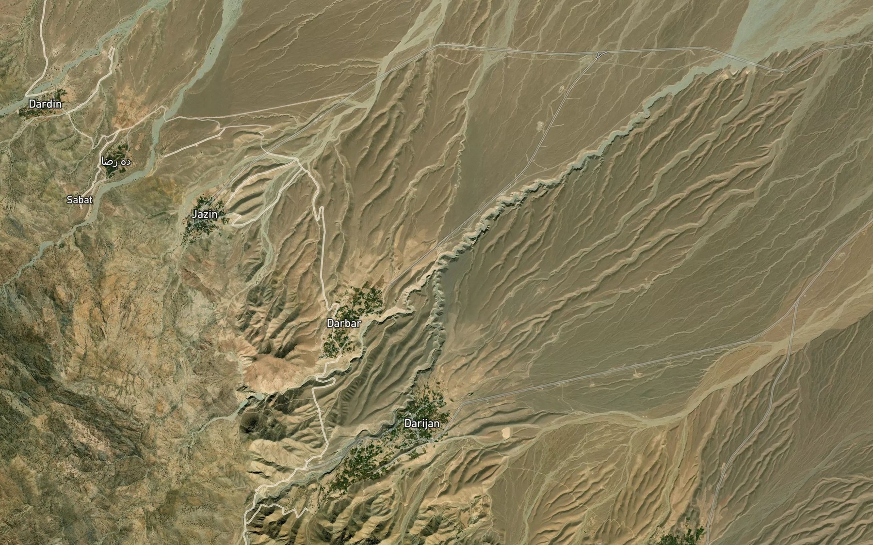 Satellite map of the Rudkhaneh-ye Darijan