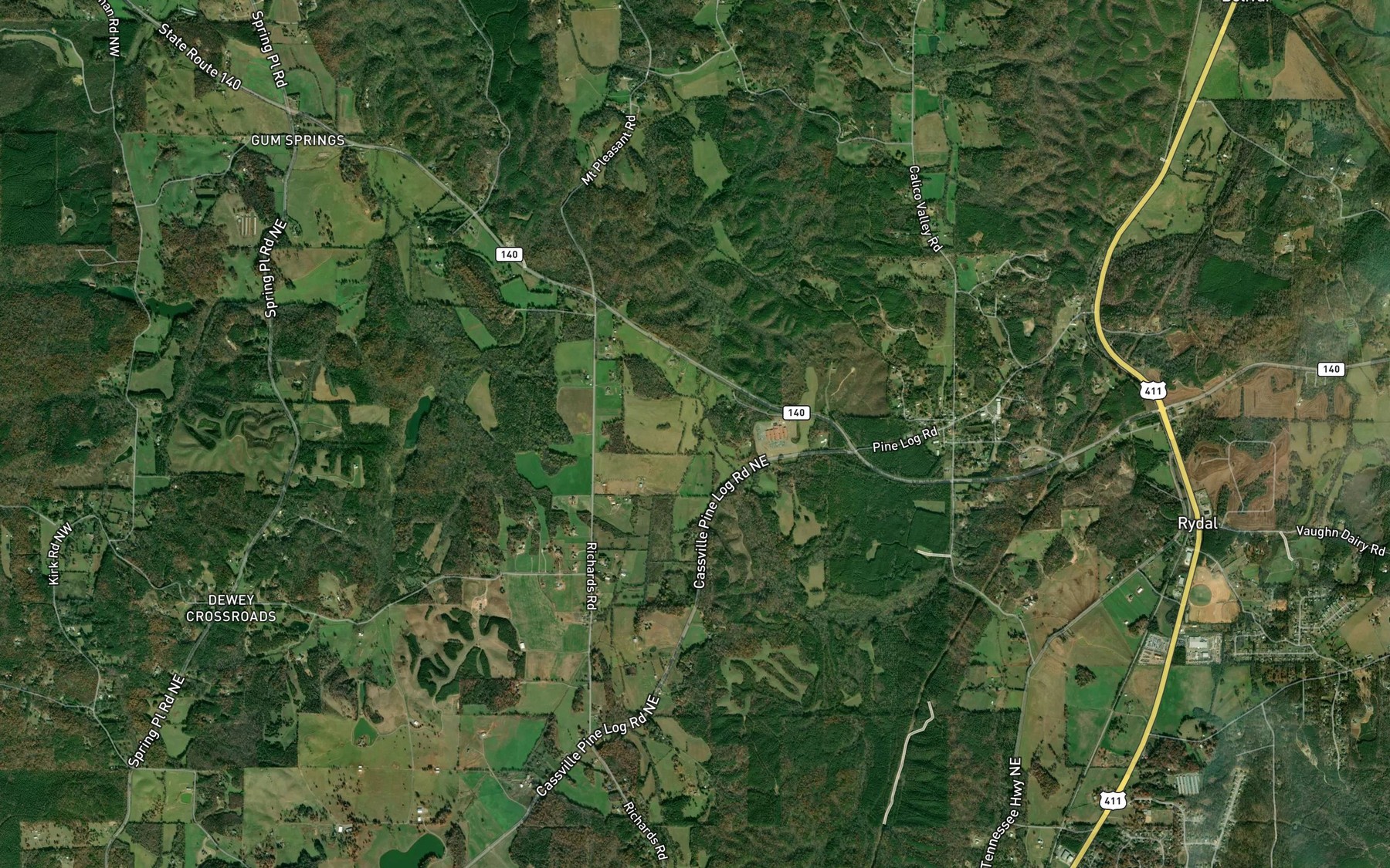 Satellite map of the Lipscomb Branch