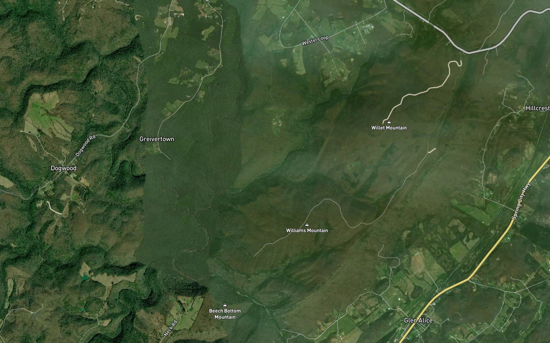 Satellite map of the Rock Creek