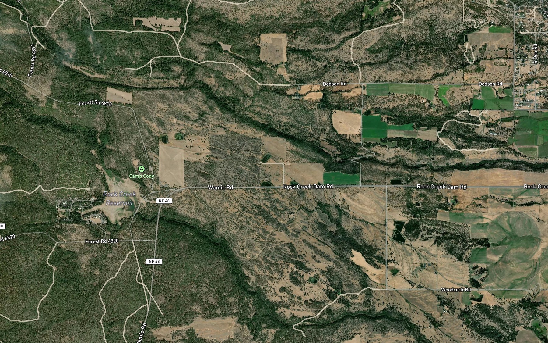 Satellite map of the Cody Ponds