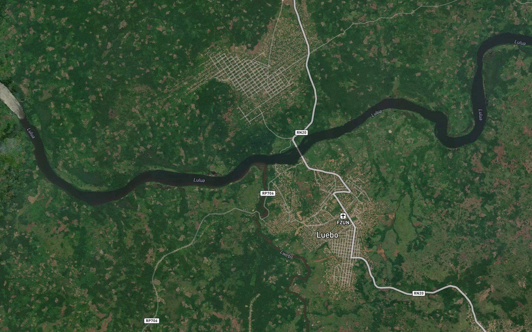 Satellite map of the Luebo