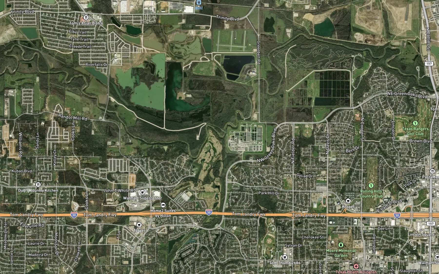 Satellite map of the Village Creek