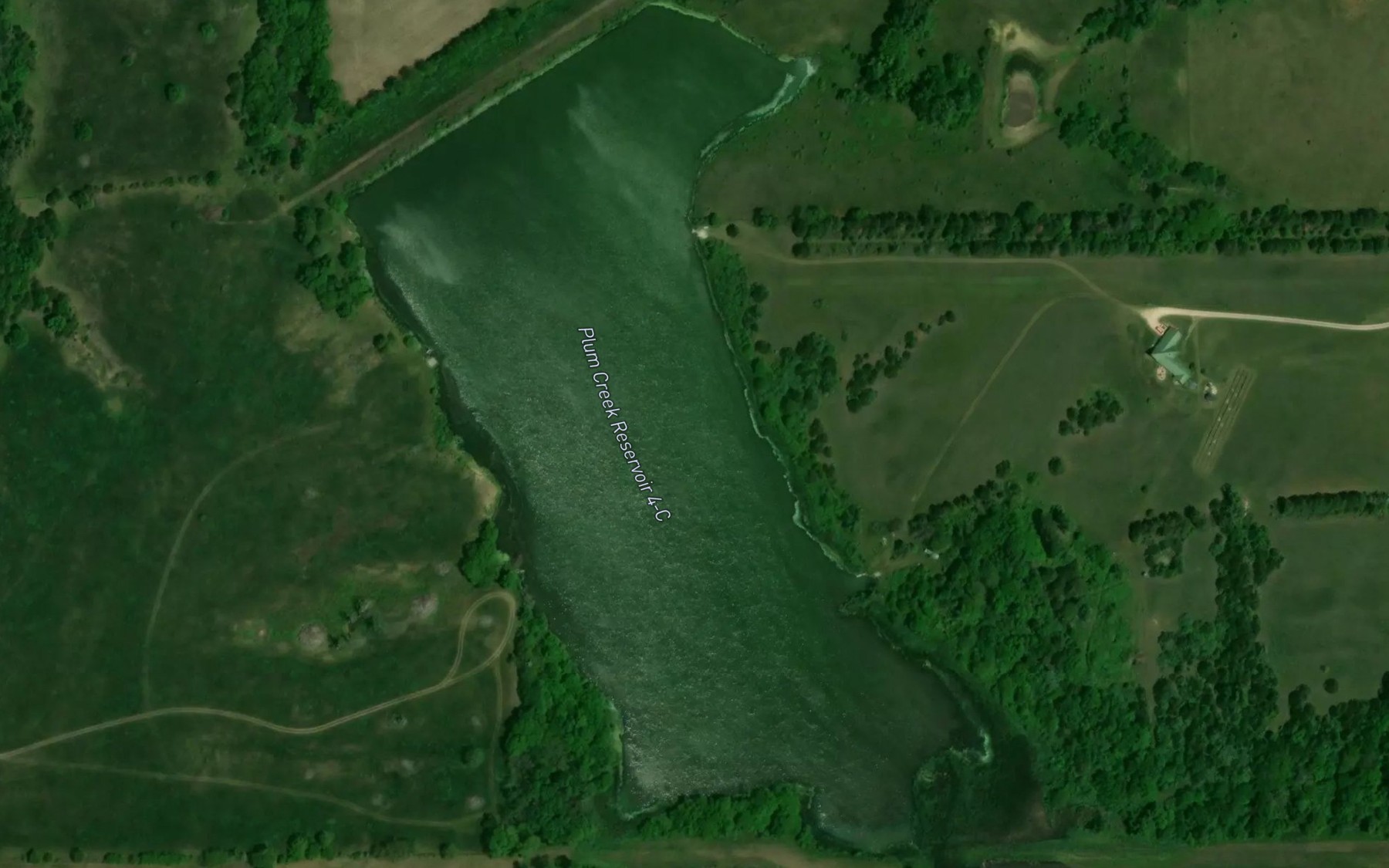 Satellite map of the Plum Creek Reservoir 4-C