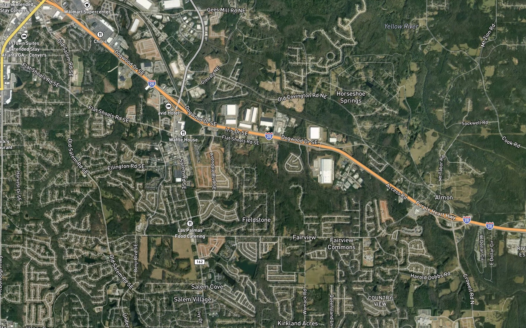 Satellite map of the Georges Lake