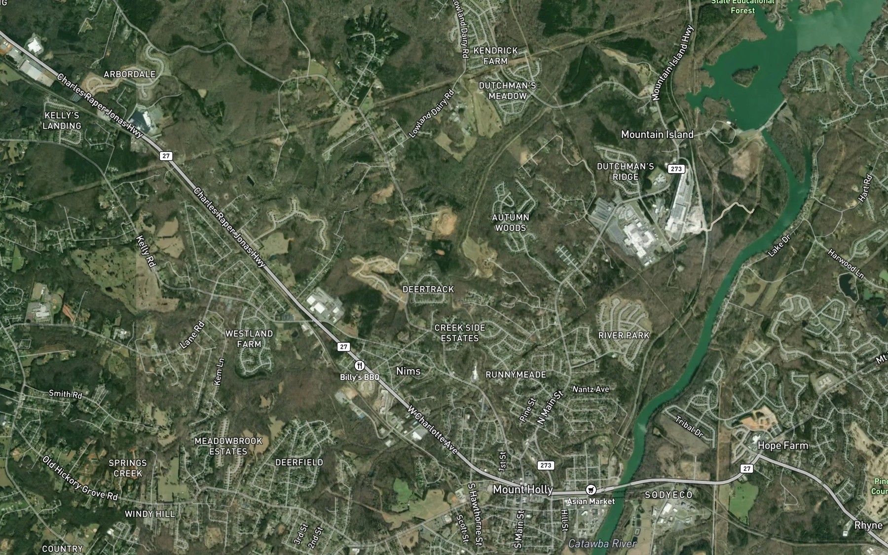 Satellite map of the South Stanley Creek