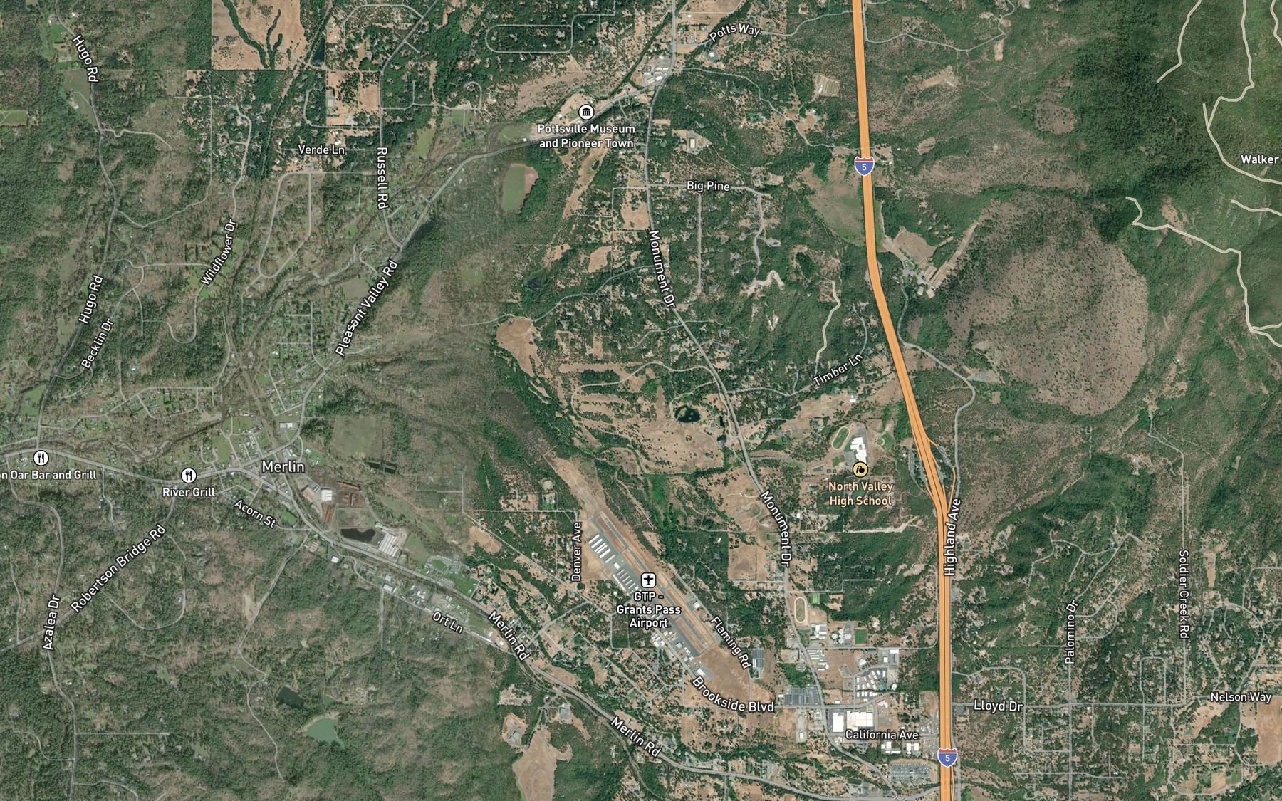 Satellite map of the Mary K Reservoir