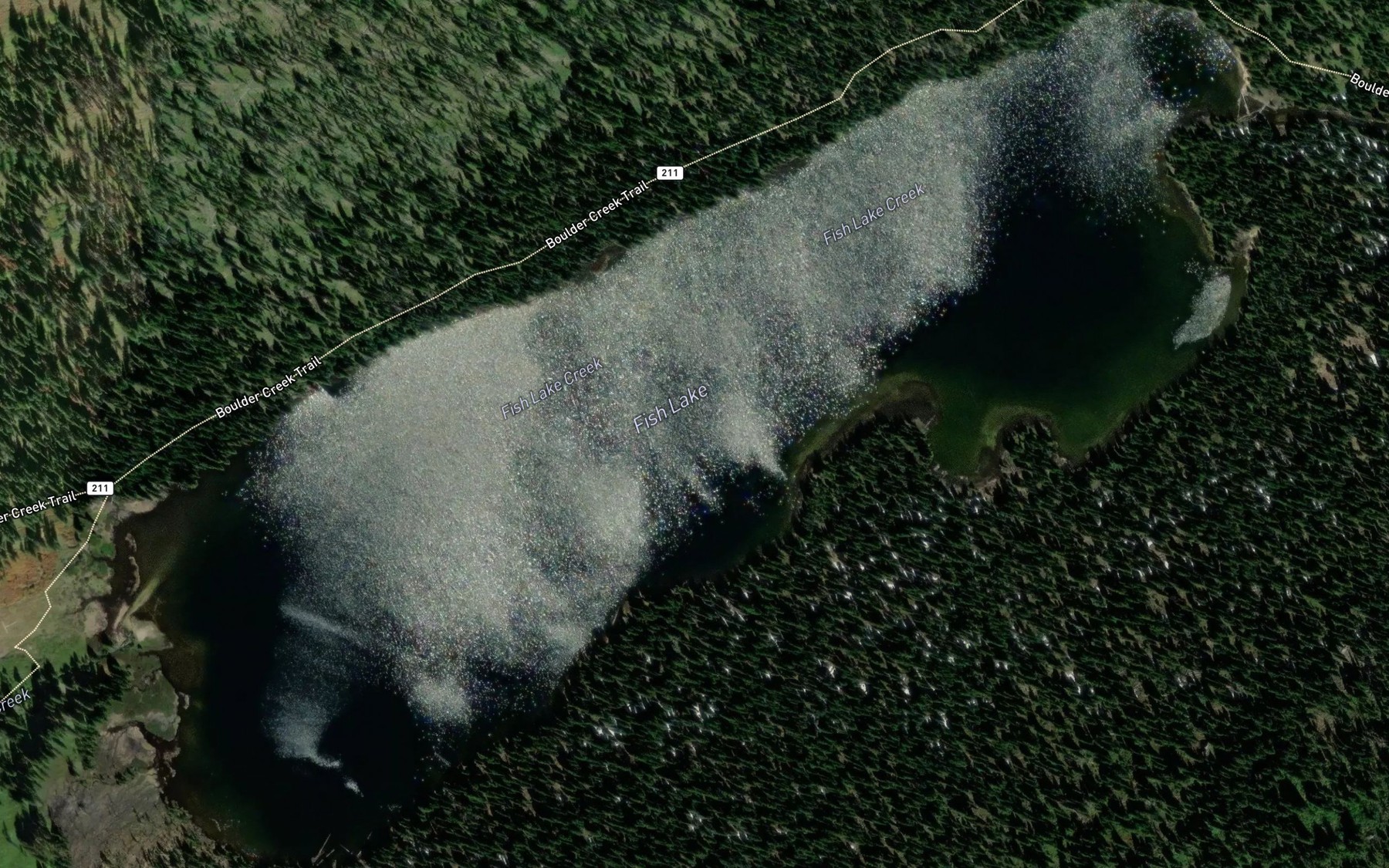 Satellite map of the Fish Lake