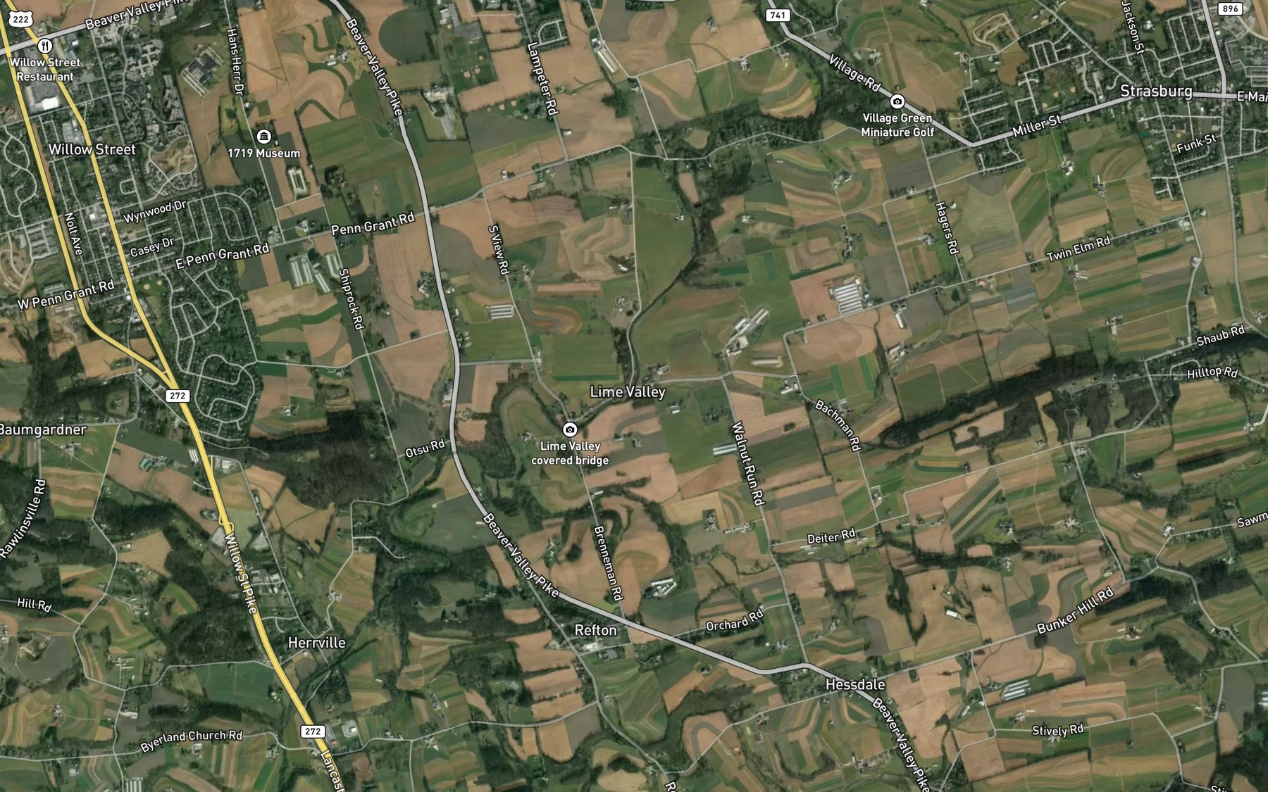 Satellite map of the Walnut Run