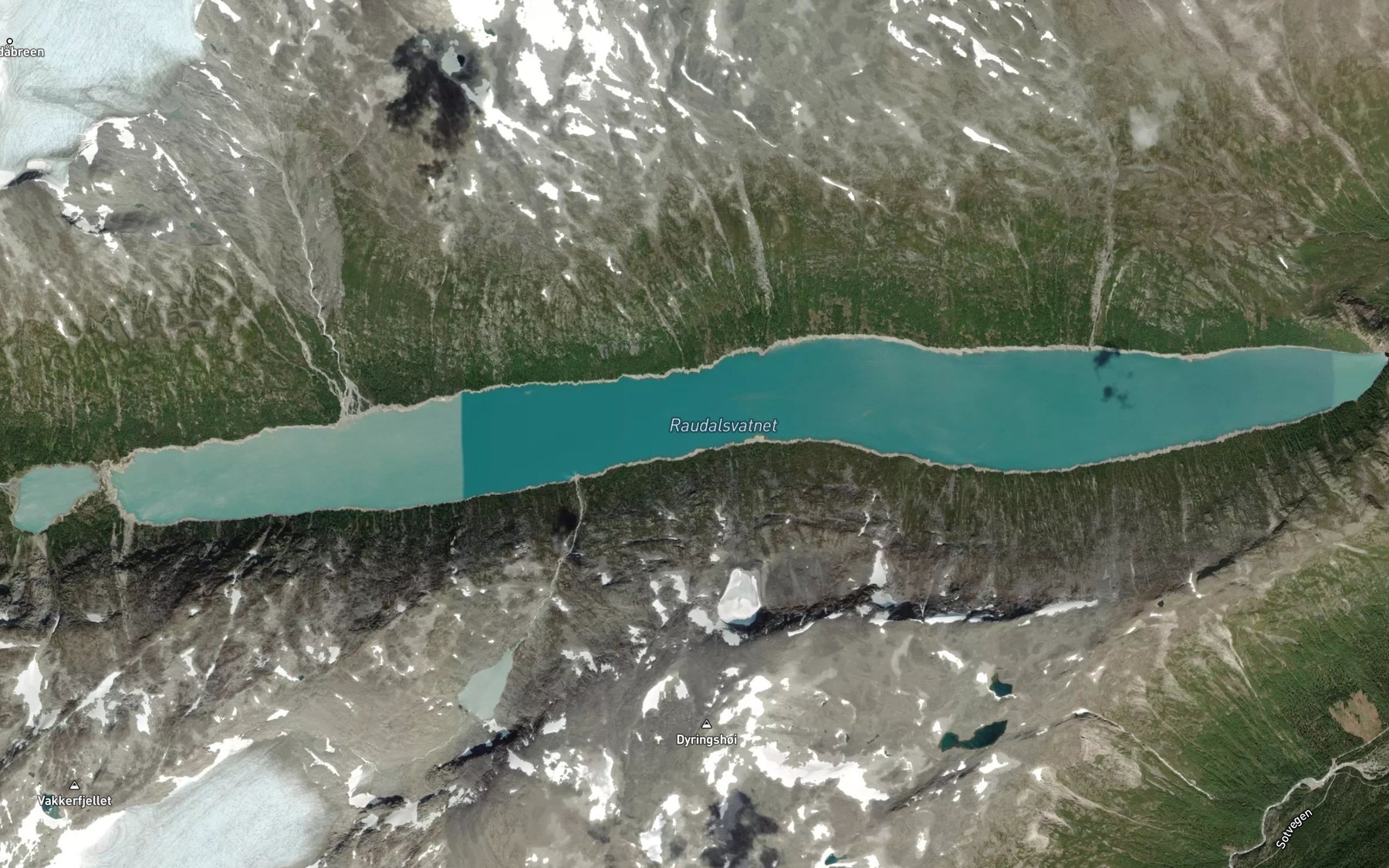 Satellite map of the Rauddalsvatnet