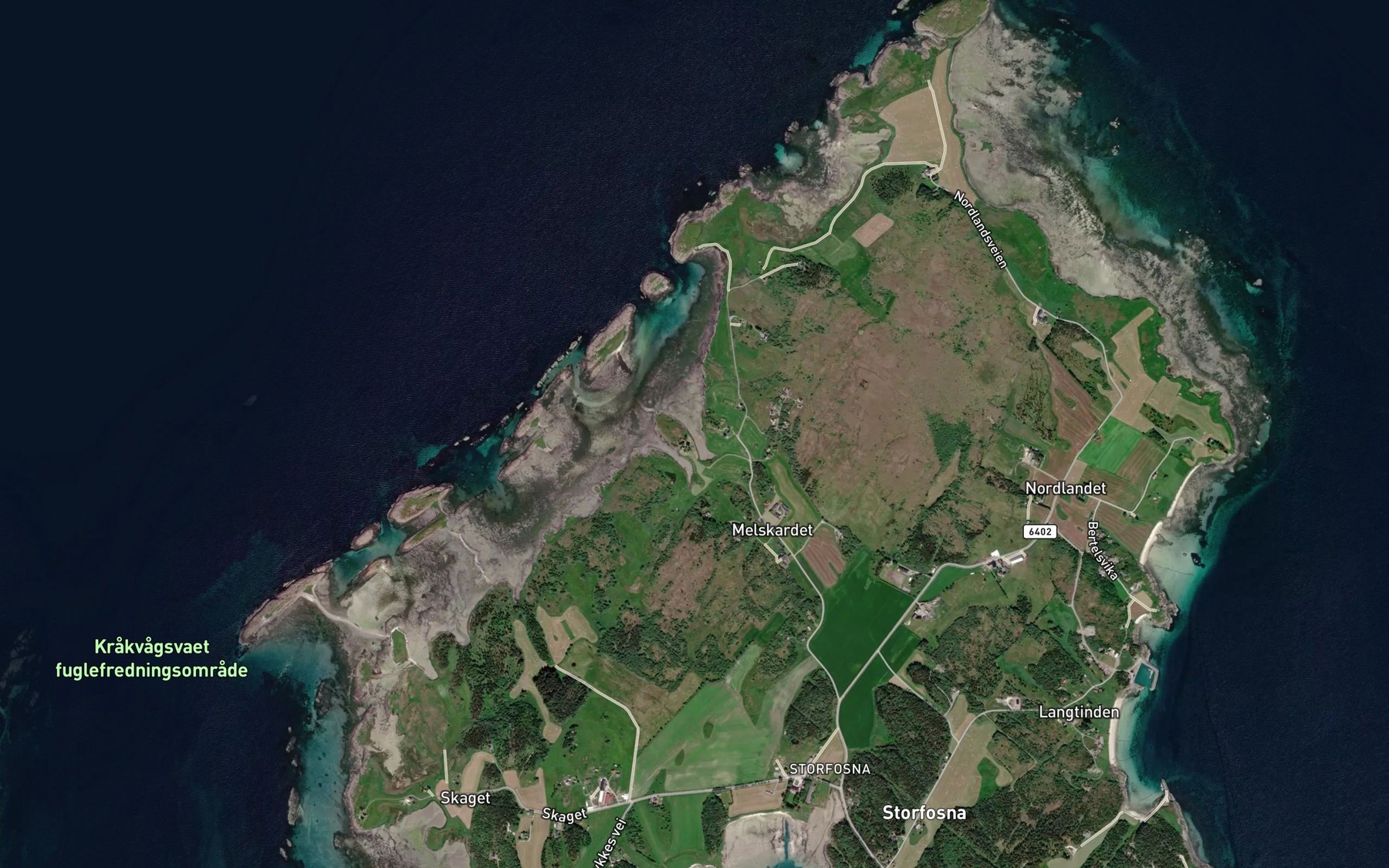 Satellite map of the Nordosen