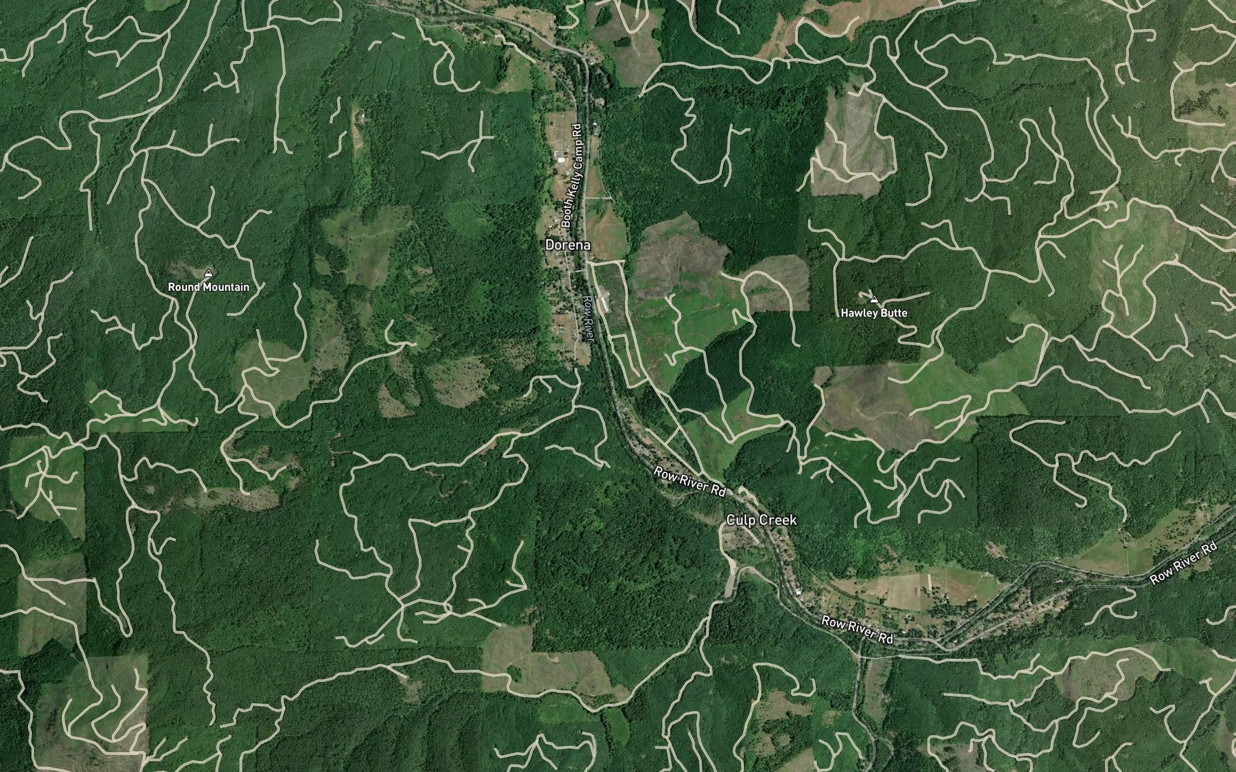 Satellite map of the Hawley Creek
