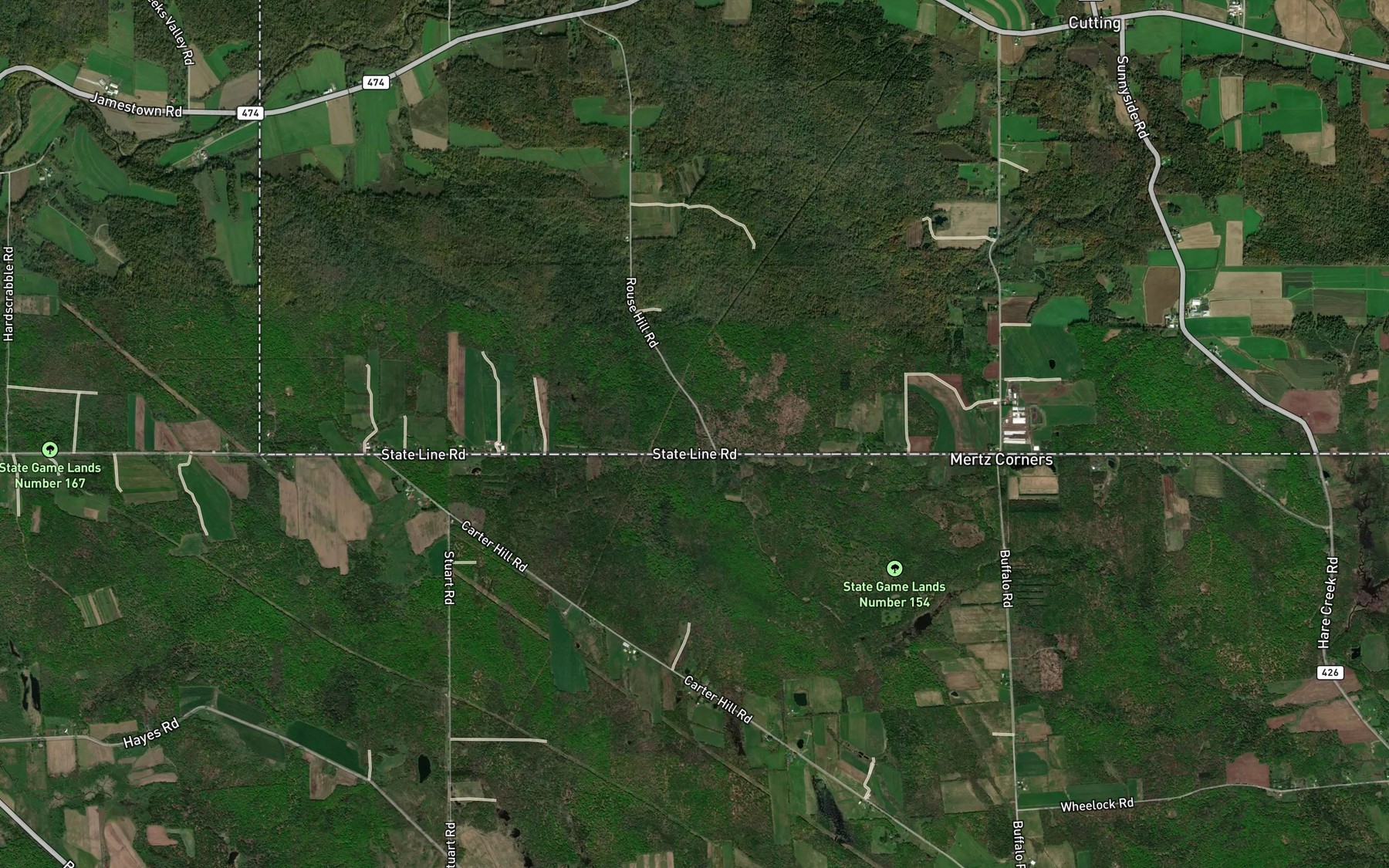 Satellite map of the Herrick Creek