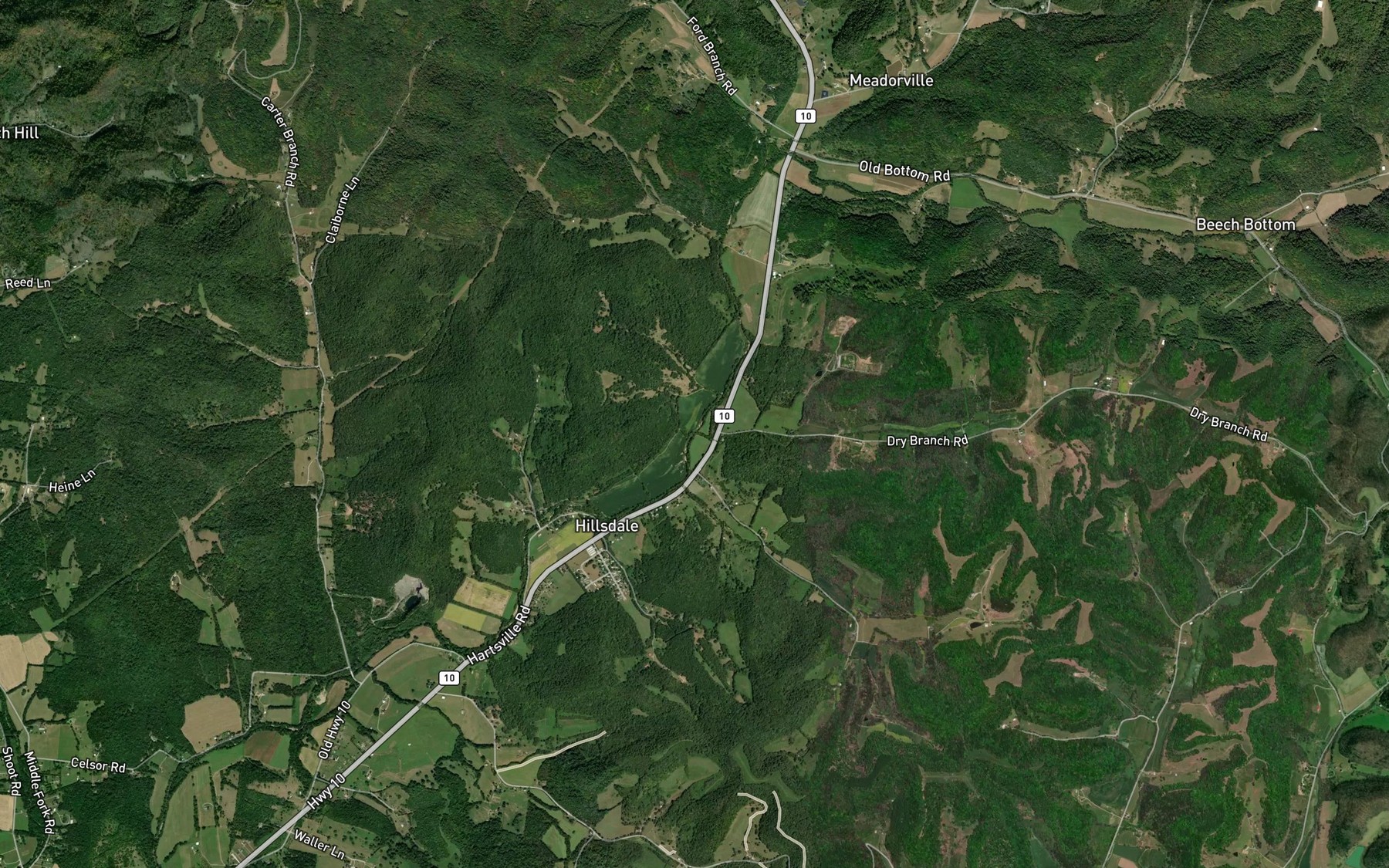 Satellite map of the Dry Branch