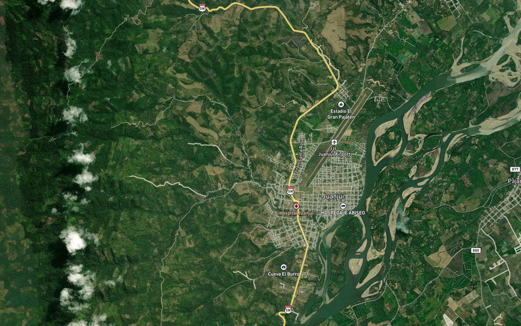 Satellite map of the Quebrada Chambira