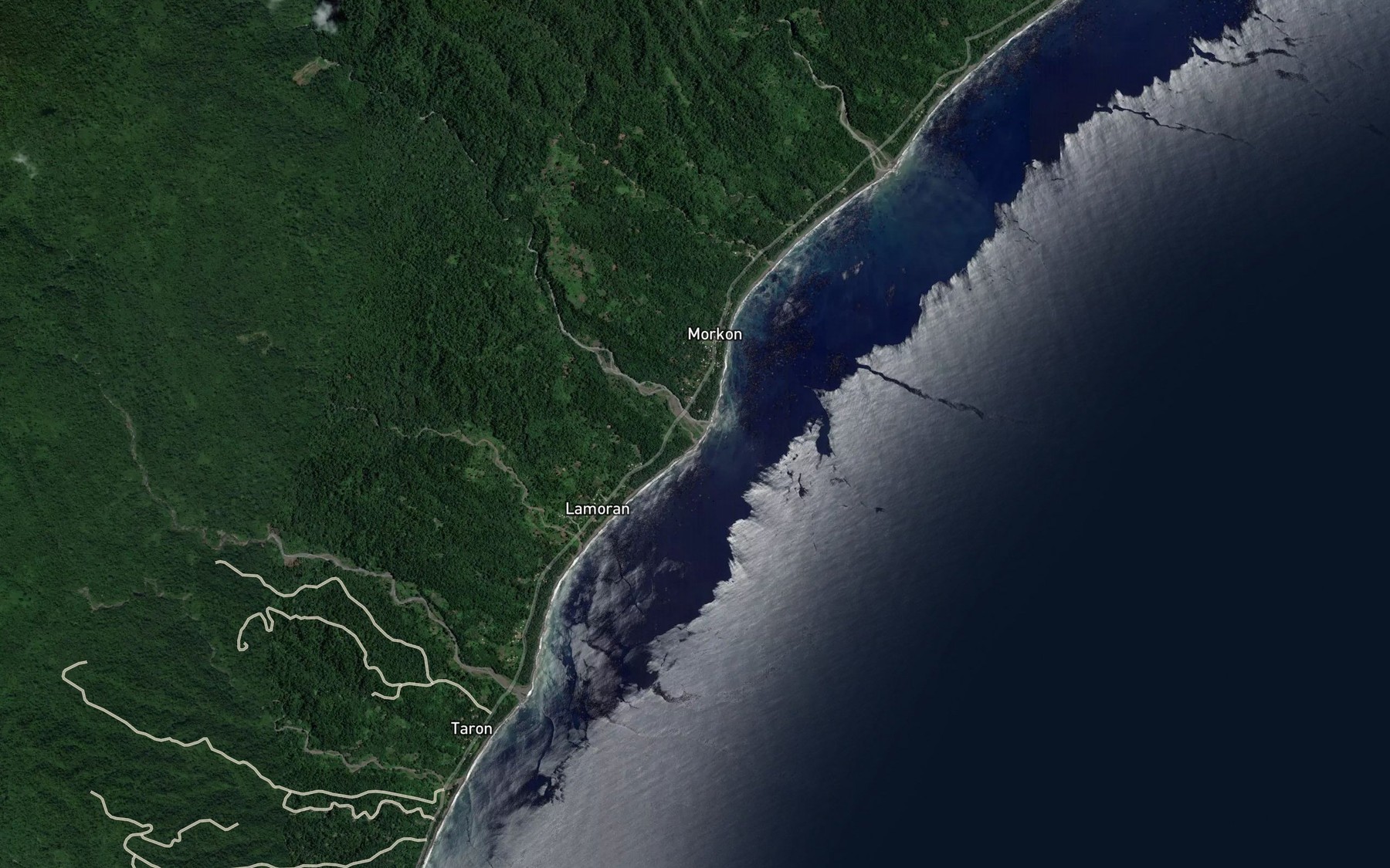 Satellite map of the Mau River