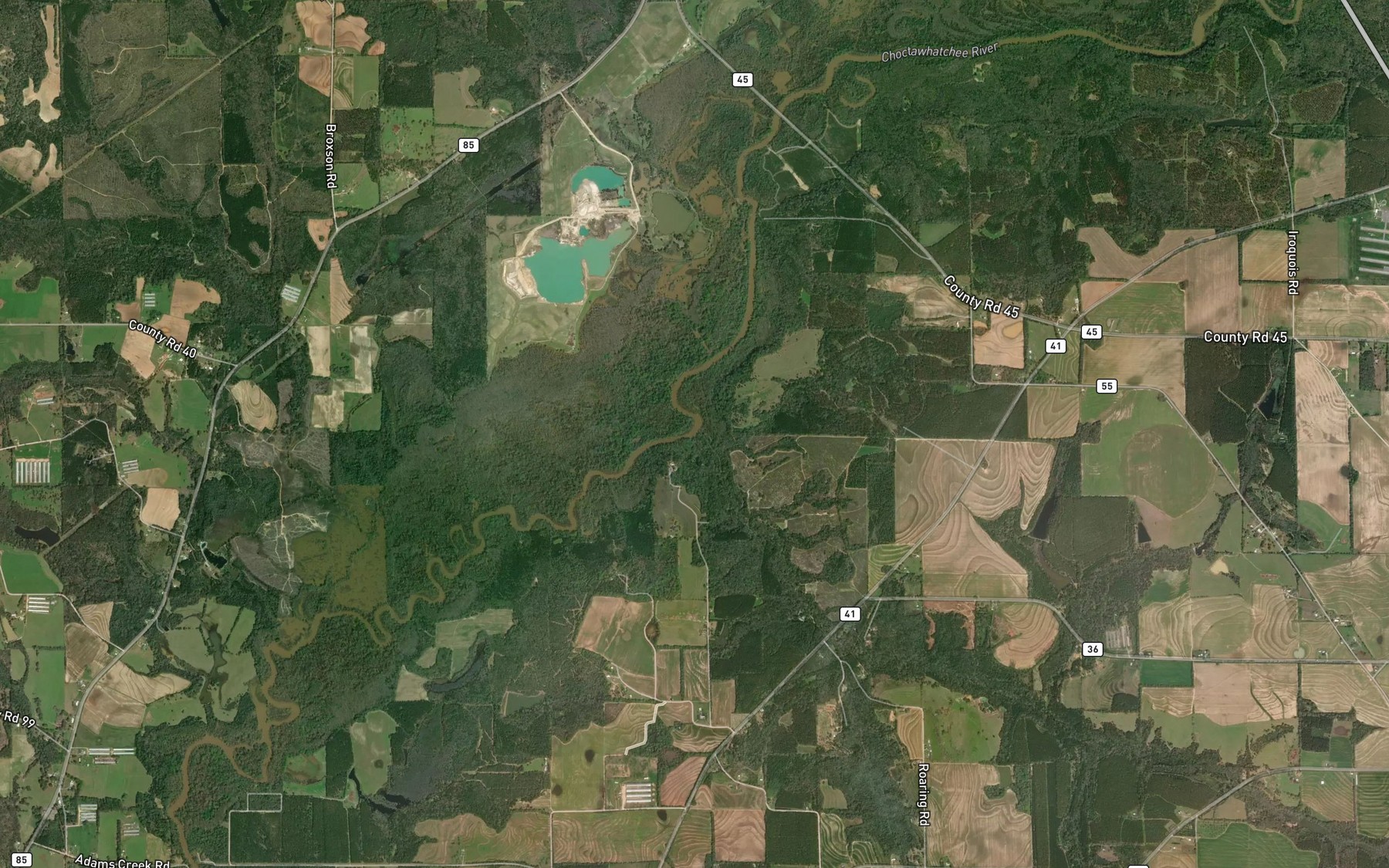 Satellite map of the Barnes Creek