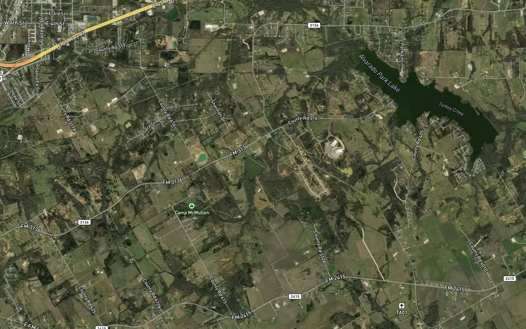 Satellite map of the Soil Conservation Service Site 38 Reservoir