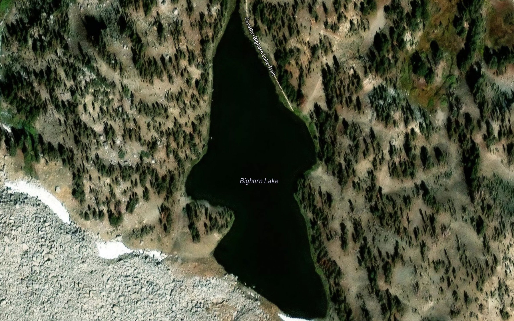 Satellite map of the Bighorn Lake