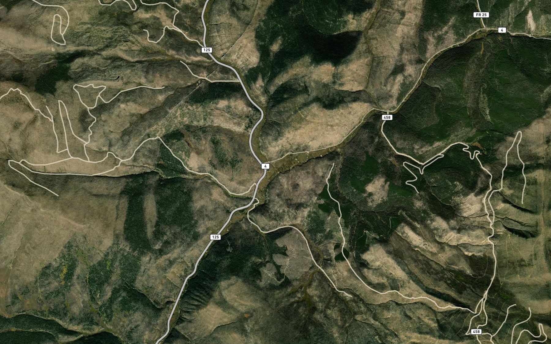 Satellite map of the Pass Creek