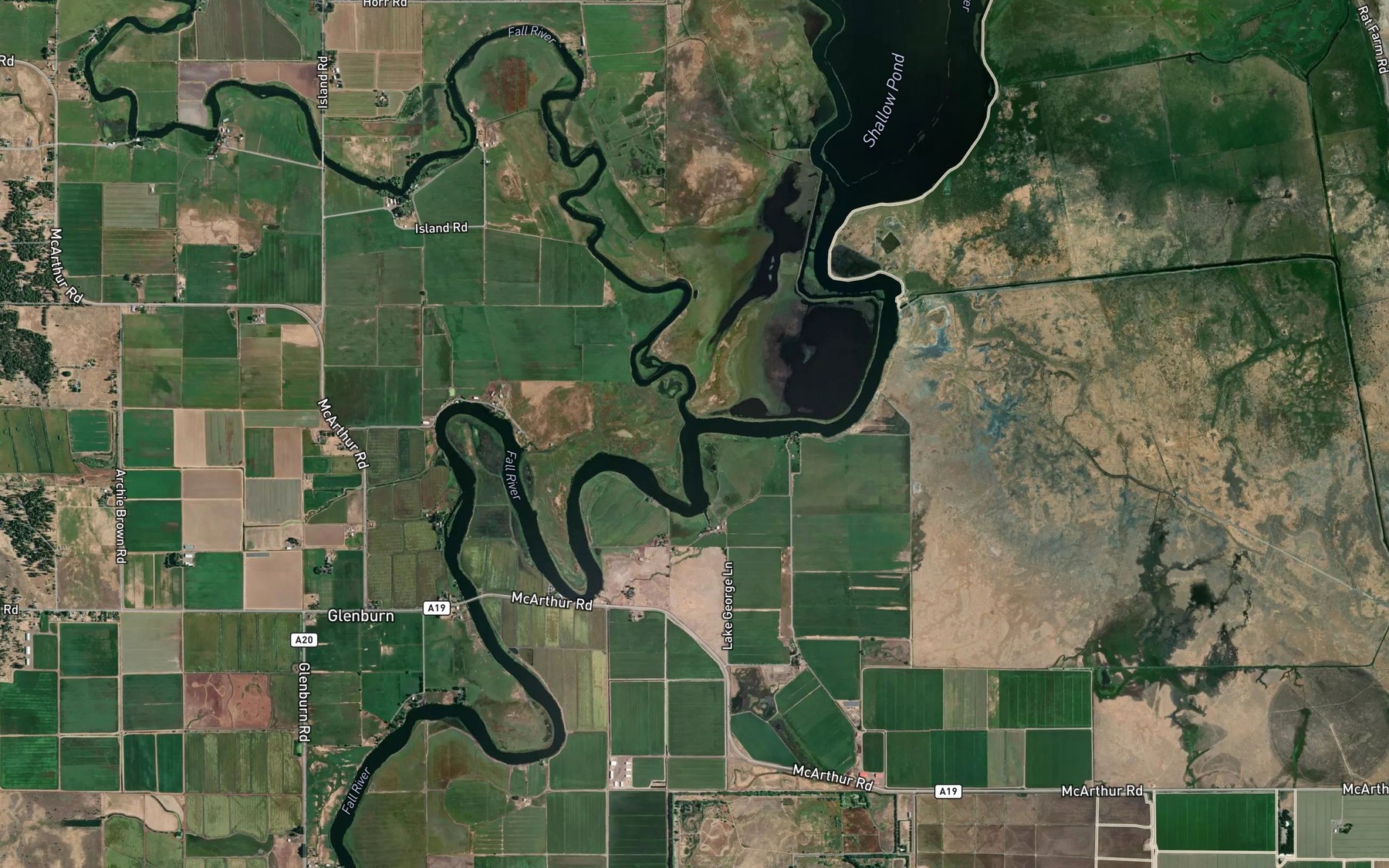 Satellite map of the Tule River