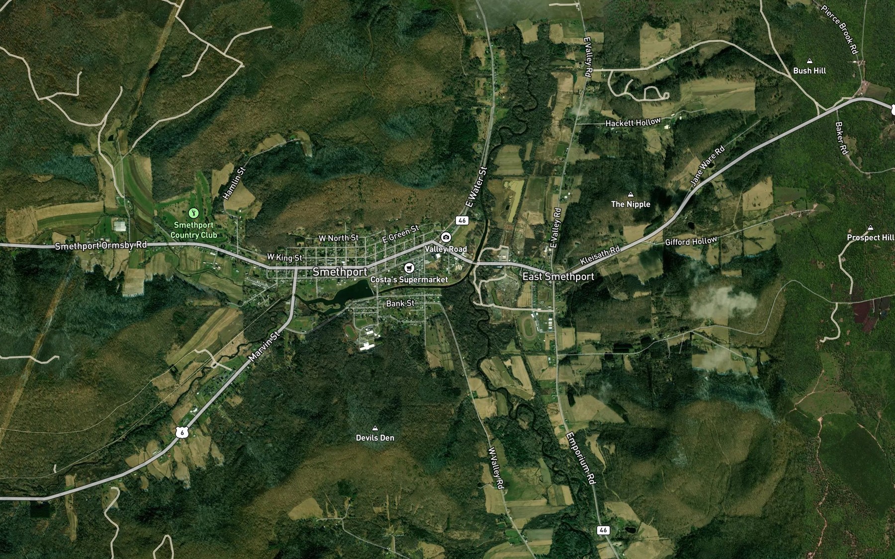 Satellite map of the Hamlin Lake