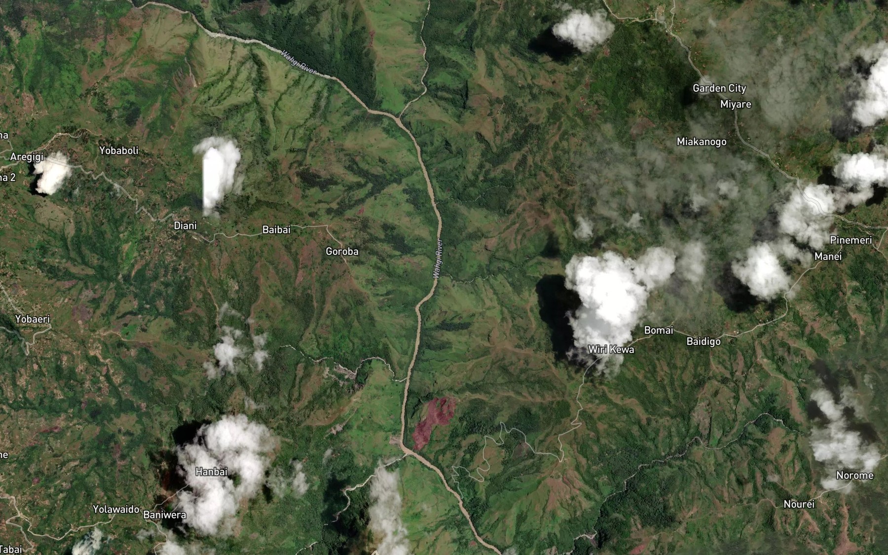Satellite map of the Oboi River