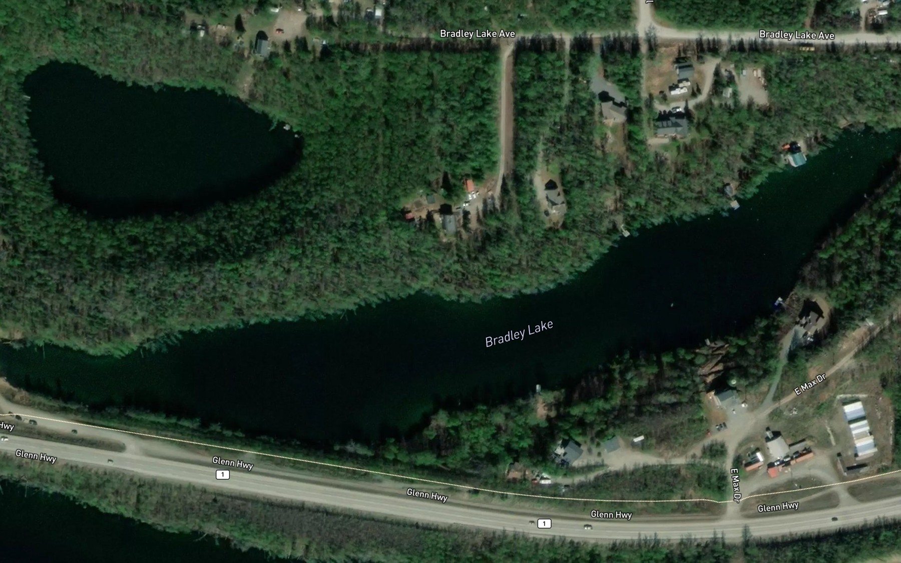 Satellite map of the Bradley Lake