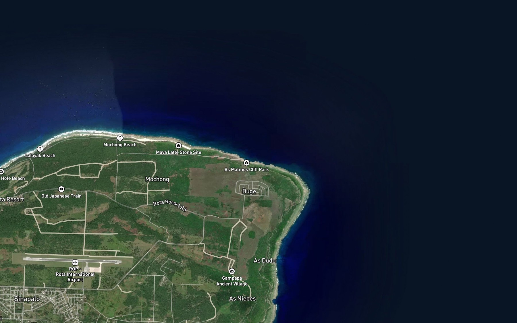 Satellite map of the Fringing Reef North and East