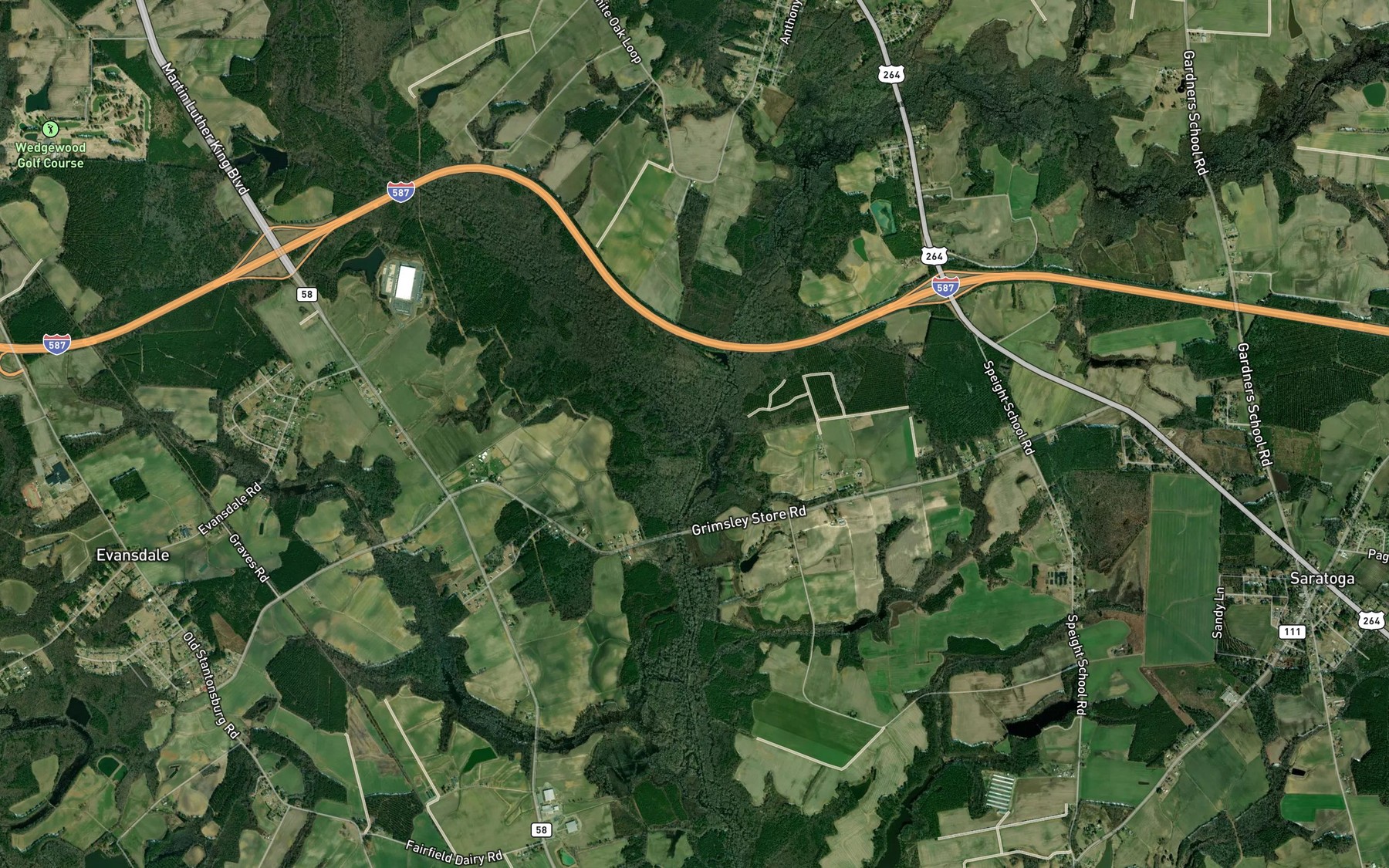 Satellite map of the Whiteoak Swamp