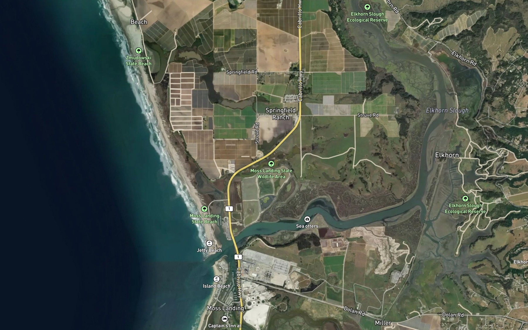 Satellite map of the Bennett Slough