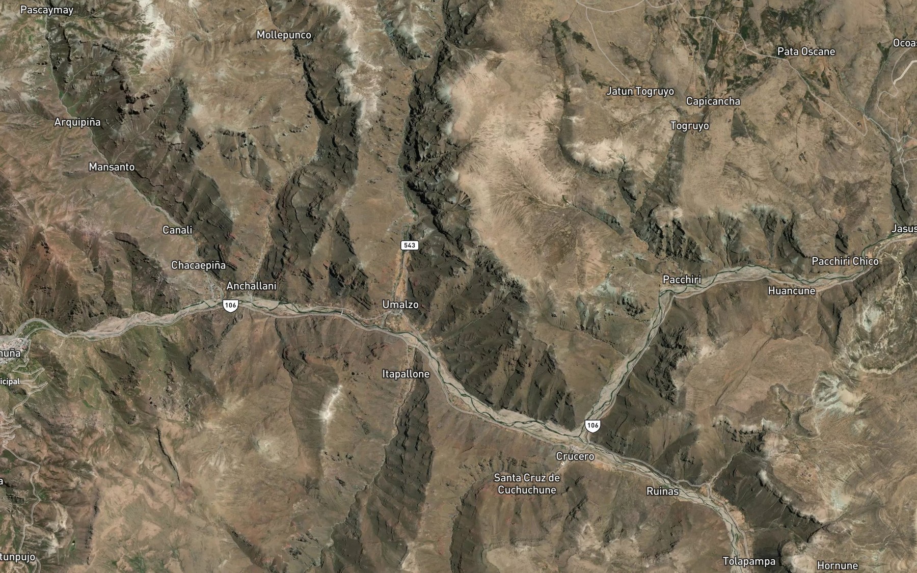 Satellite map of the Rio Crucero
